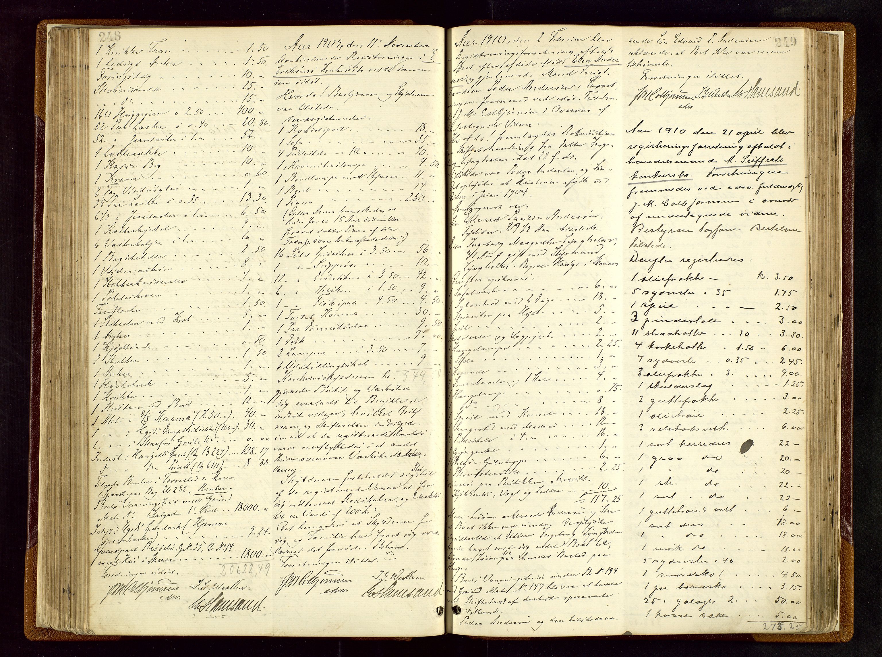 Haugesund tingrett, AV/SAST-A-101415/01/IV/IVB/L0003: Skifteregistreringsprotokoll, med register, 1898-1914, s. 248-249
