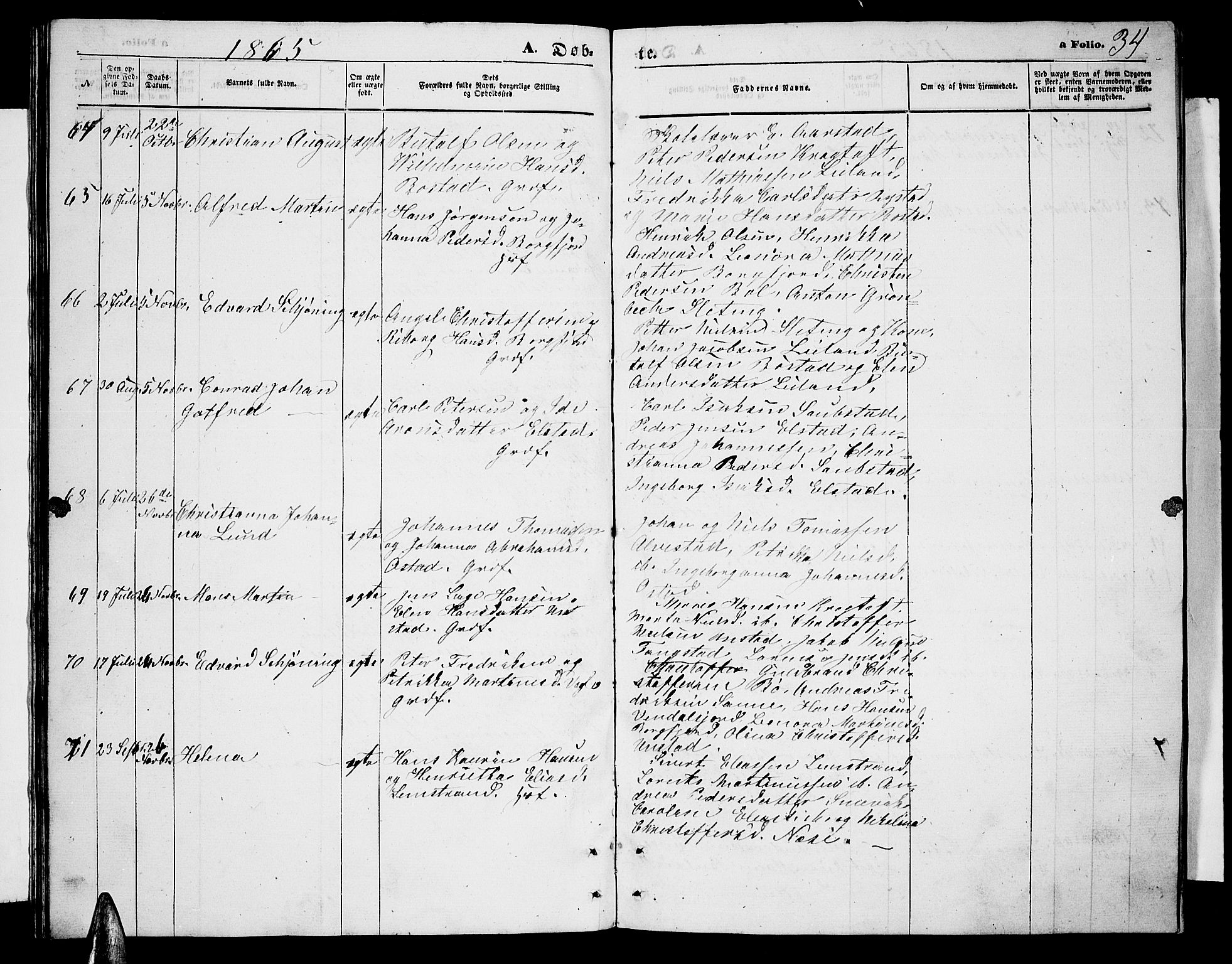 Ministerialprotokoller, klokkerbøker og fødselsregistre - Nordland, AV/SAT-A-1459/880/L1140: Klokkerbok nr. 880C02, 1861-1875, s. 34