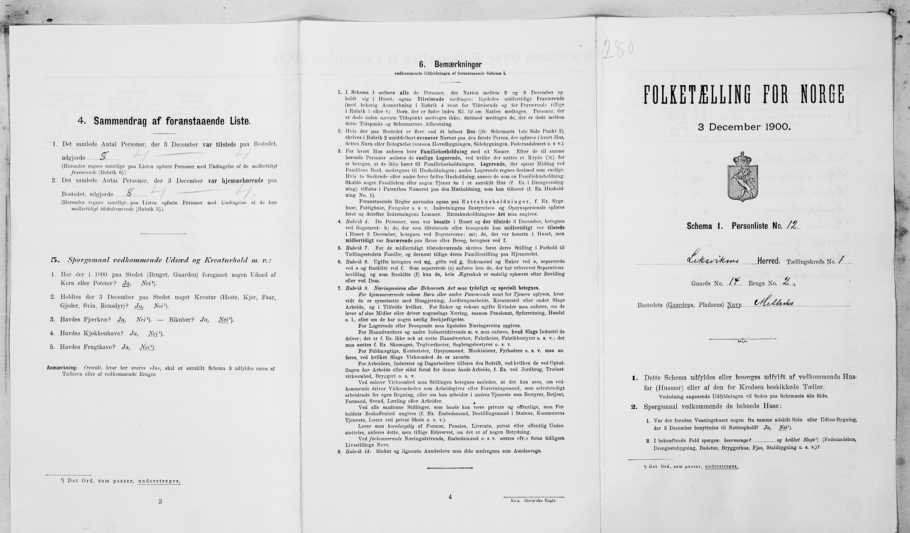 SAT, Folketelling 1900 for 1718 Leksvik herred, 1900, s. 92
