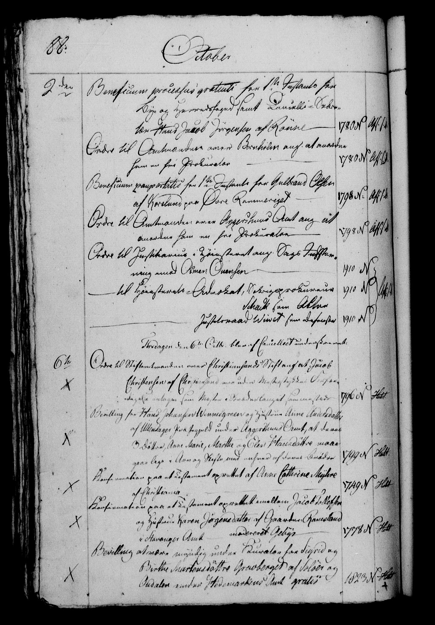 Danske Kanselli 1800-1814, RA/EA-3024/H/Hf/Hfb/Hfbc/L0013: Underskrivelsesbok m. register, 1812, s. 88