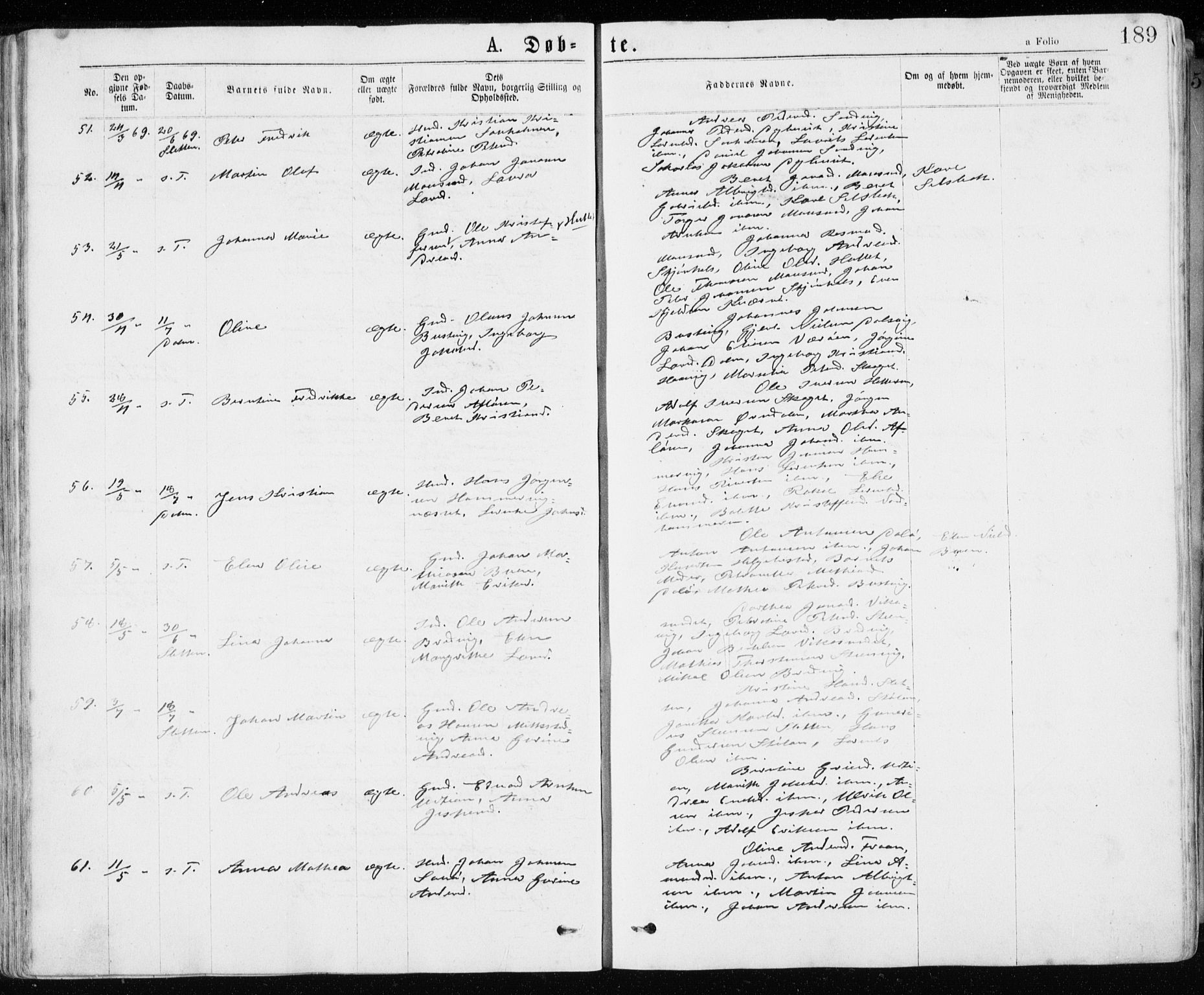 Ministerialprotokoller, klokkerbøker og fødselsregistre - Sør-Trøndelag, SAT/A-1456/640/L0576: Ministerialbok nr. 640A01, 1846-1876, s. 189