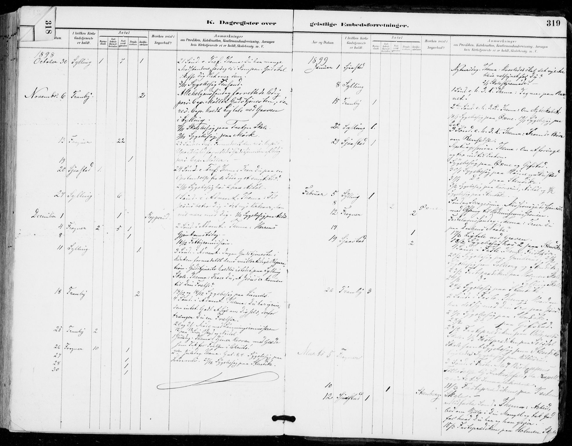 Sylling kirkebøker, AV/SAKO-A-247/F/Fa/L0001: Ministerialbok nr. 1, 1883-1910, s. 319