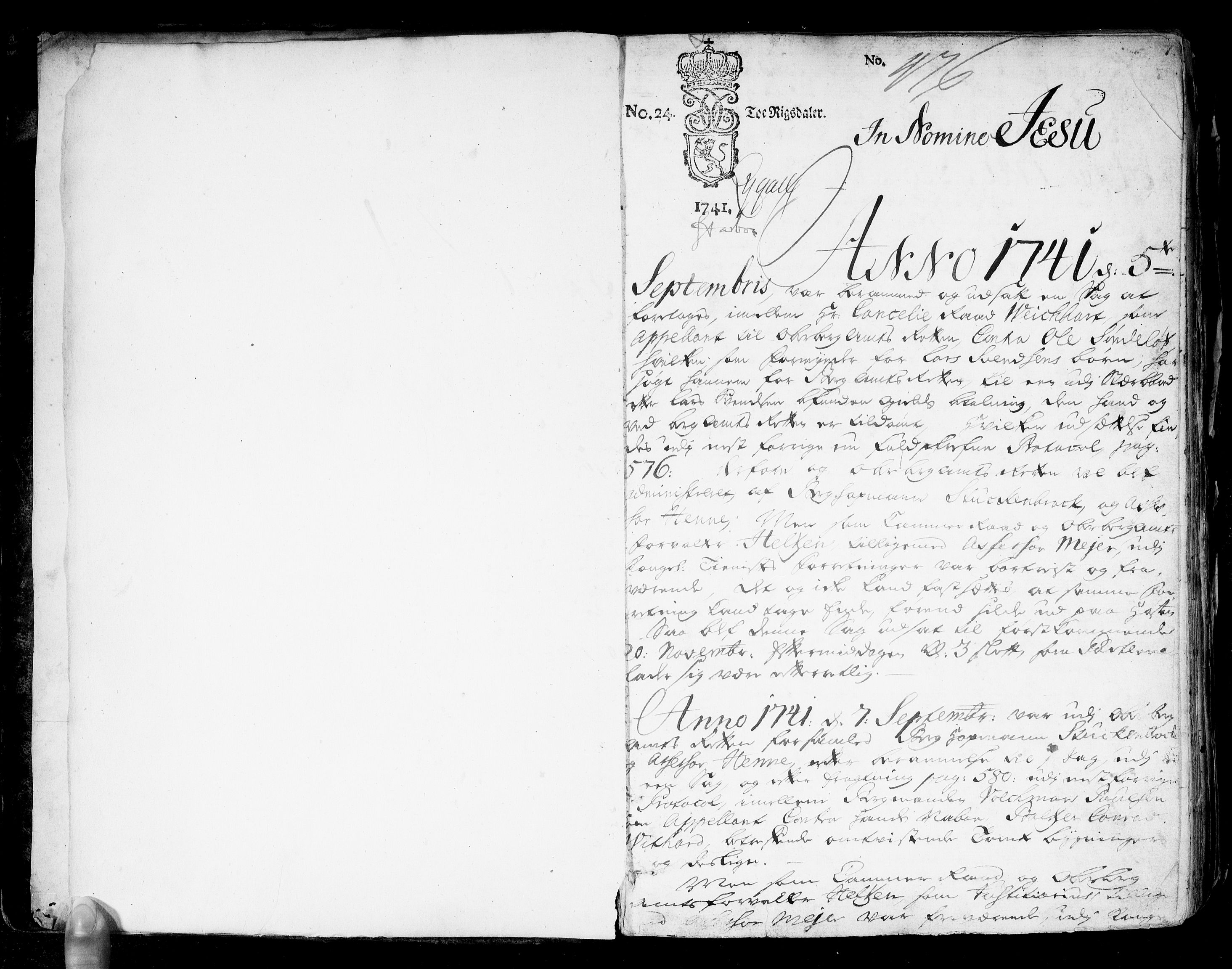 Overbergamtet 1621-1830, AV/SAKO-EA-2885/K/Ka/L0003: Rettsprotokoll, 1741-1771, s. 0-1