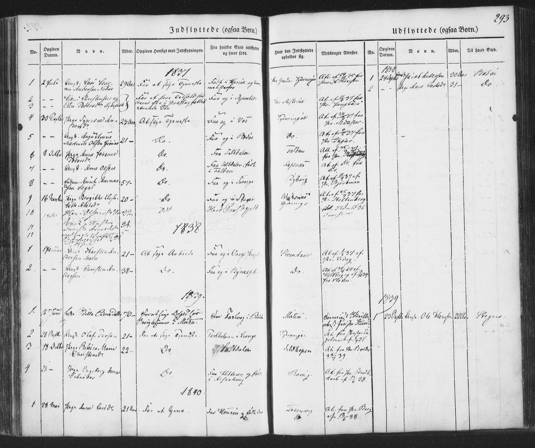 Ministerialprotokoller, klokkerbøker og fødselsregistre - Nordland, AV/SAT-A-1459/853/L0769: Ministerialbok nr. 853A08, 1836-1856, s. 293