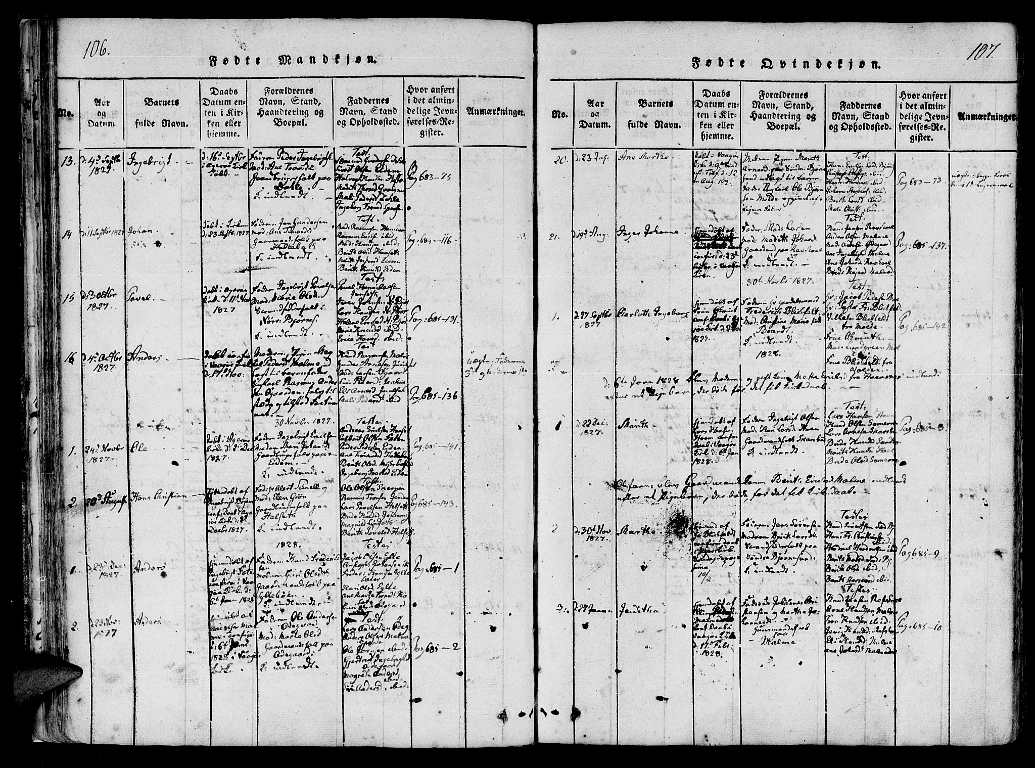 Ministerialprotokoller, klokkerbøker og fødselsregistre - Møre og Romsdal, AV/SAT-A-1454/565/L0747: Ministerialbok nr. 565A01, 1817-1844, s. 106-107