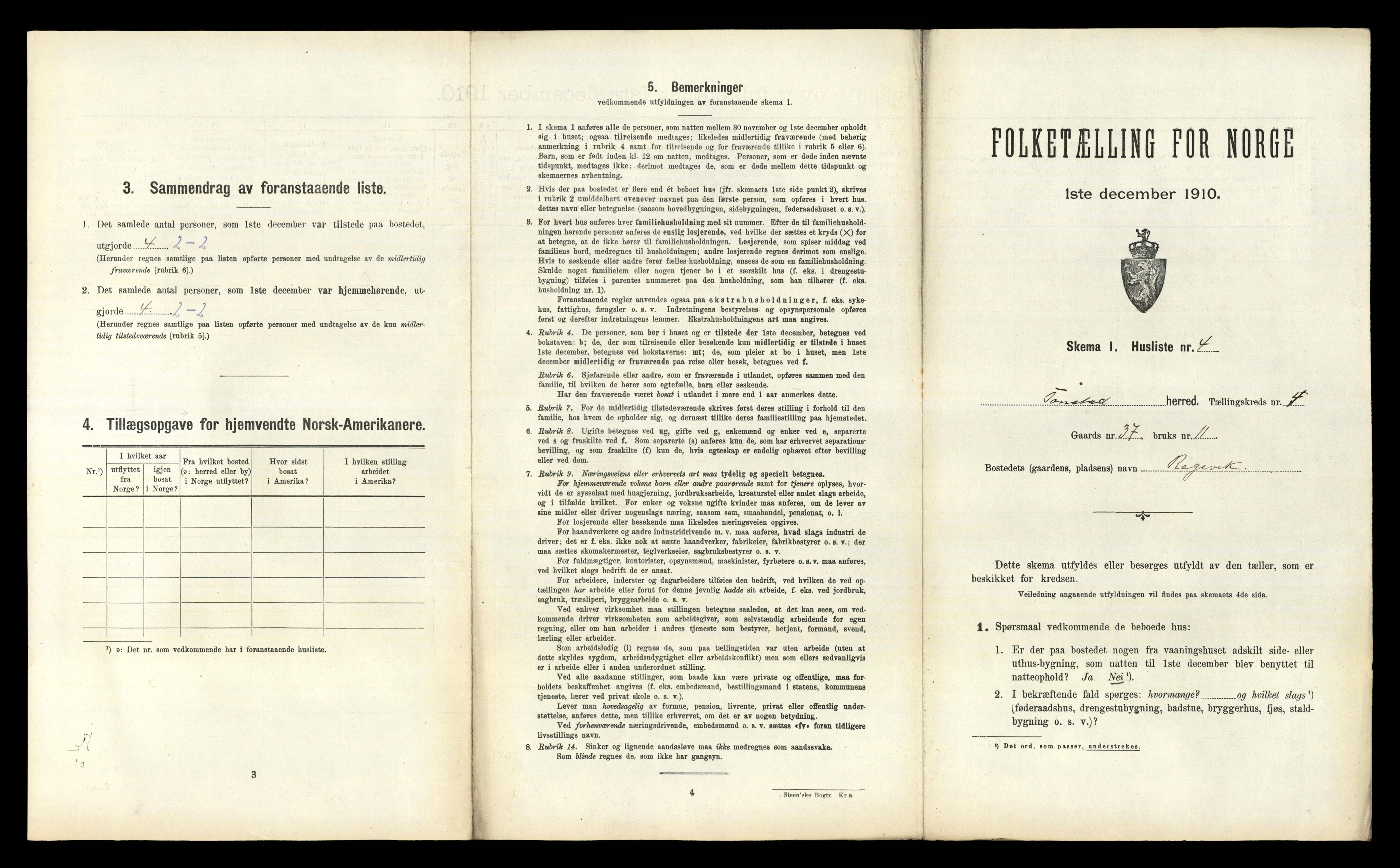 RA, Folketelling 1910 for 1046 Tonstad herred, 1910, s. 170