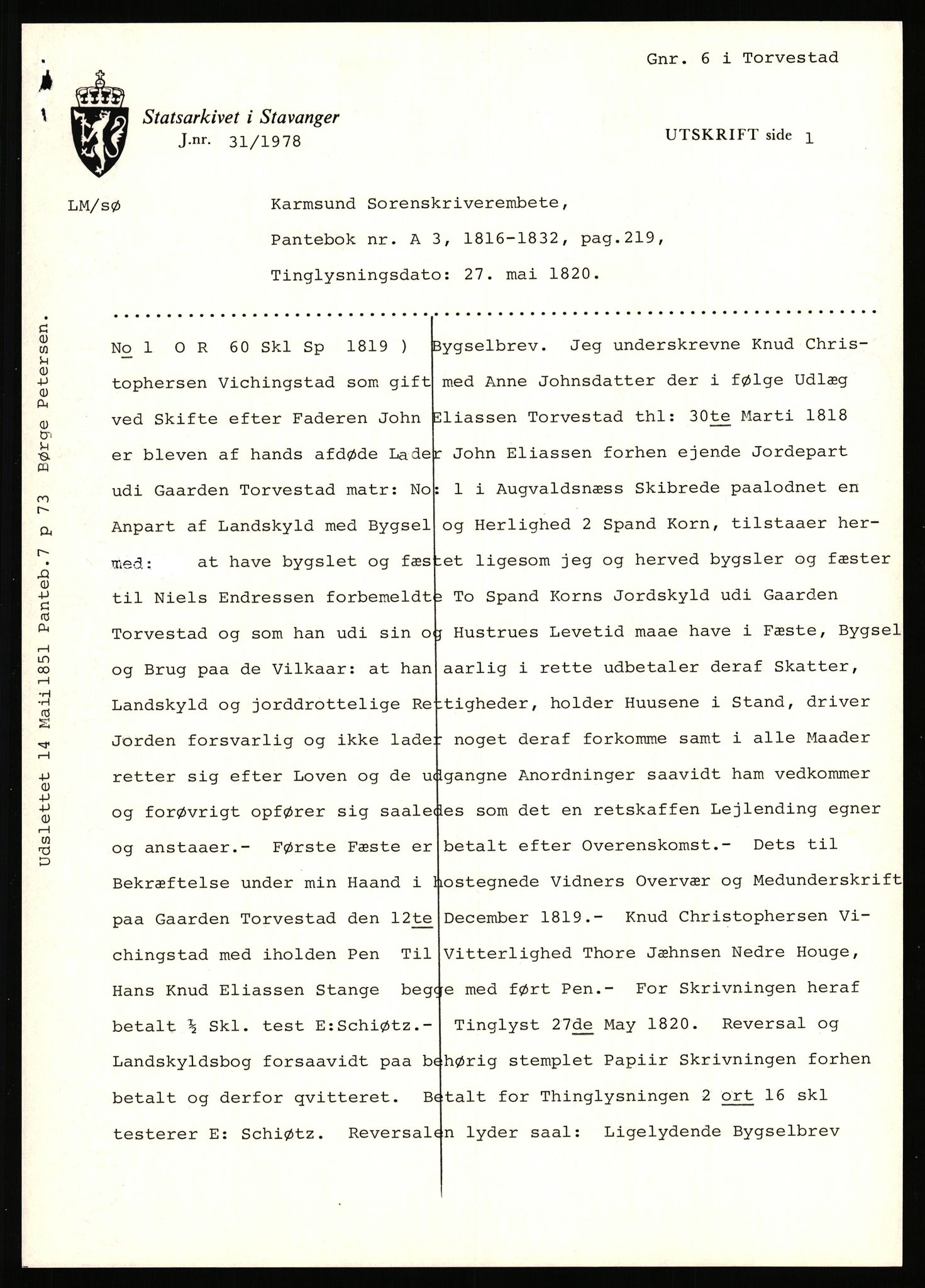 Statsarkivet i Stavanger, AV/SAST-A-101971/03/Y/Yj/L0088: Avskrifter sortert etter gårdsnavn: Todneim - Tuestad, 1750-1930, s. 303