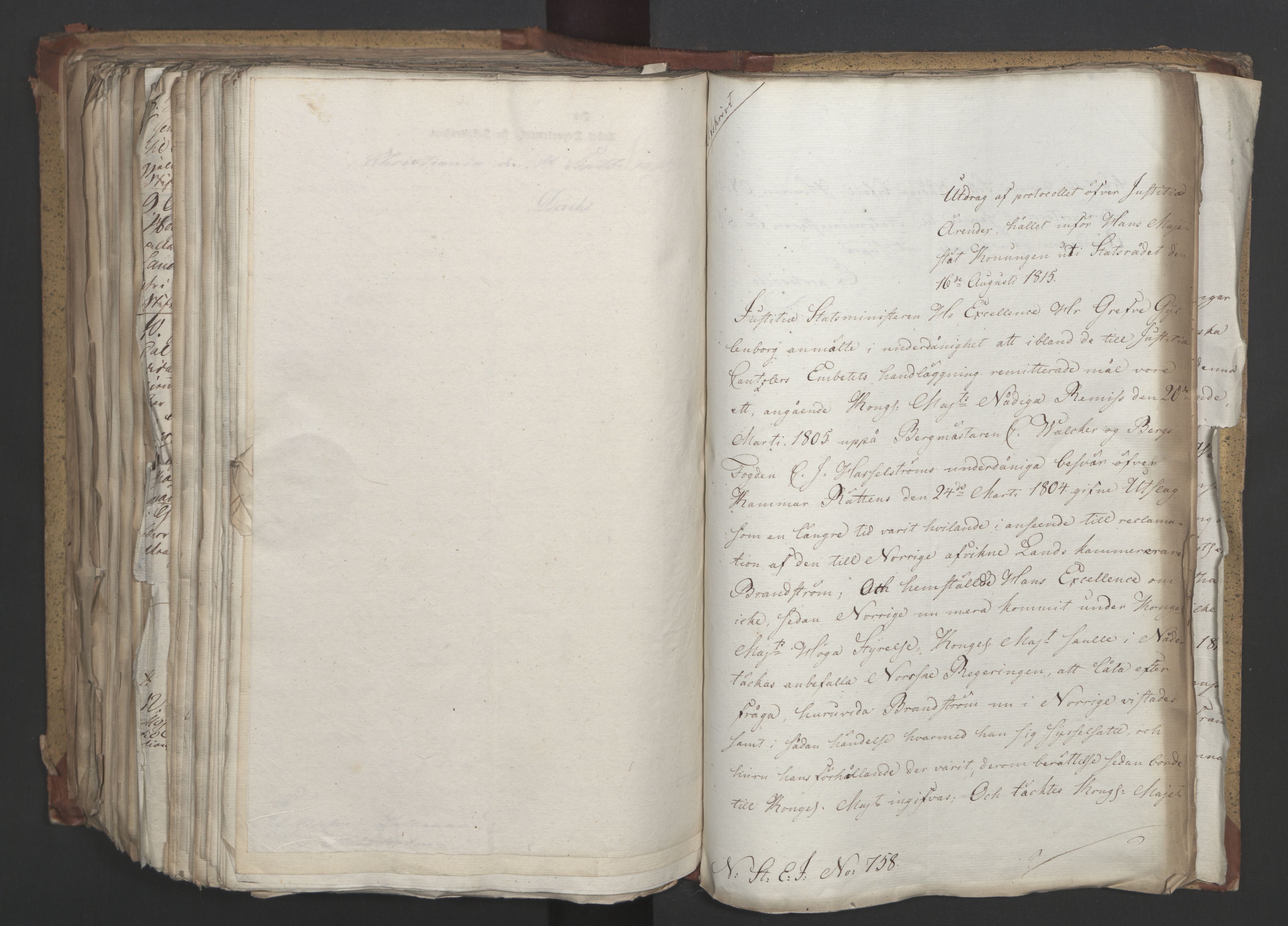 Statsrådsavdelingen i Stockholm, AV/RA-S-1003/D/Da/L0003: Regjeringsinnstillinger nr. 519-787, 1815, s. 515