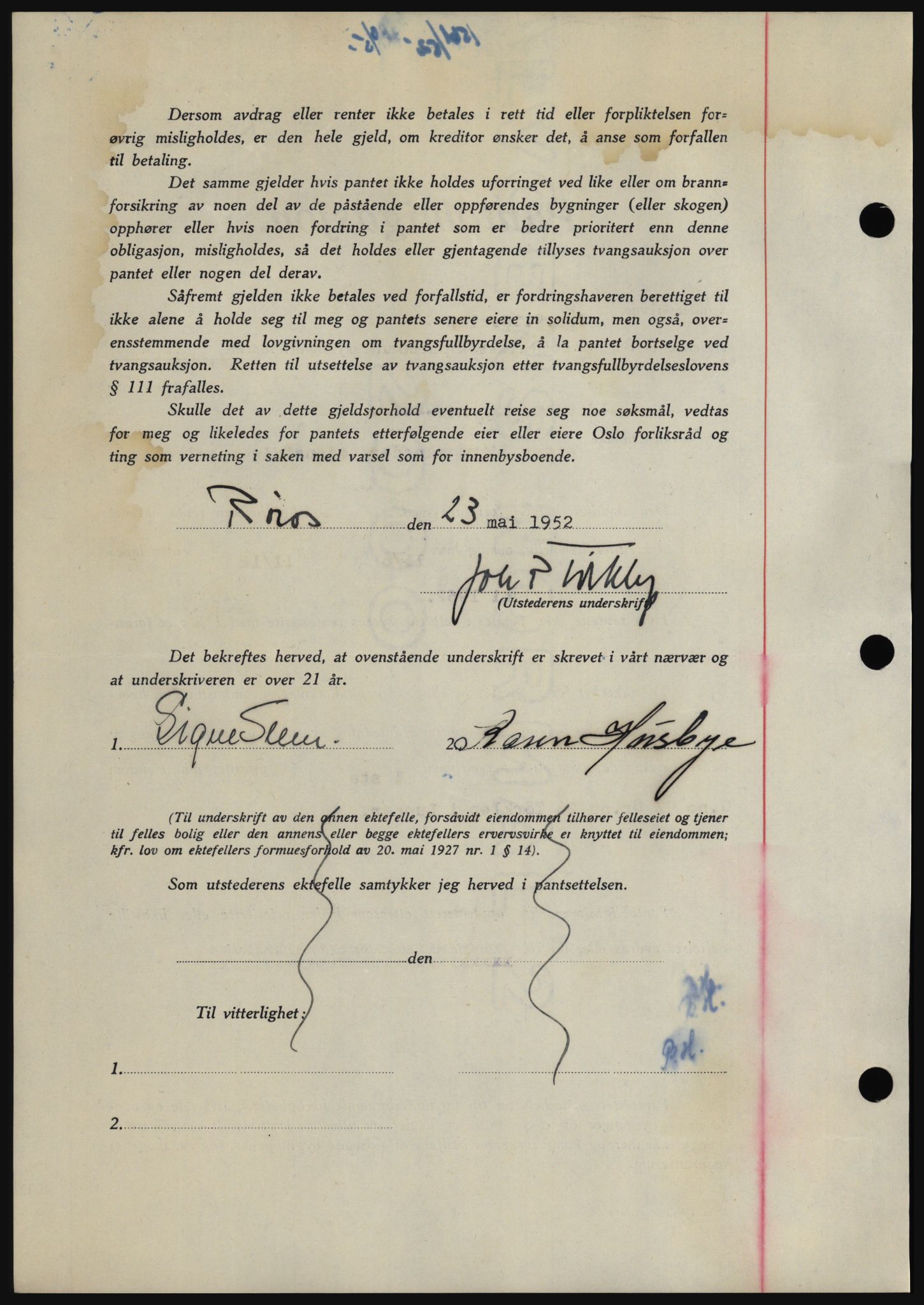 Hadeland og Land tingrett, AV/SAH-TING-010/H/Hb/Hbc/L0024: Pantebok nr. B24, 1952-1952, Dagboknr: 1561/1952