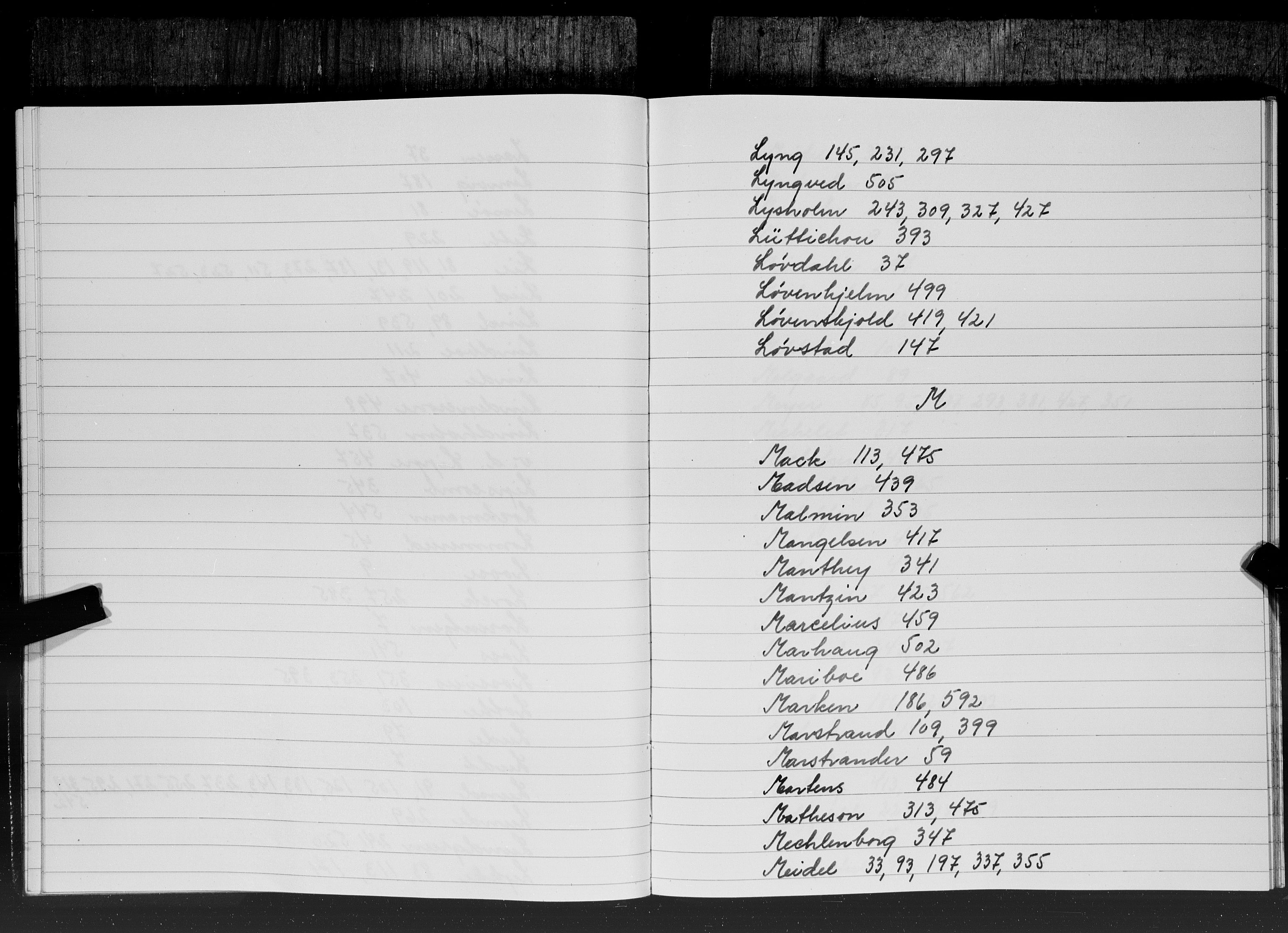 Hornemans samlinger, SAT/PA-X/A/L0013b: Register til bind 13a Angell - Hammond, 1600-1886