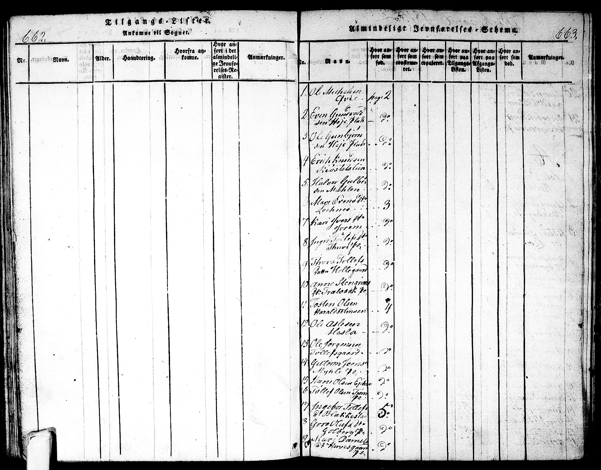 Nes kirkebøker, AV/SAKO-A-236/F/Fa/L0007: Ministerialbok nr. 7, 1815-1823, s. 662-663
