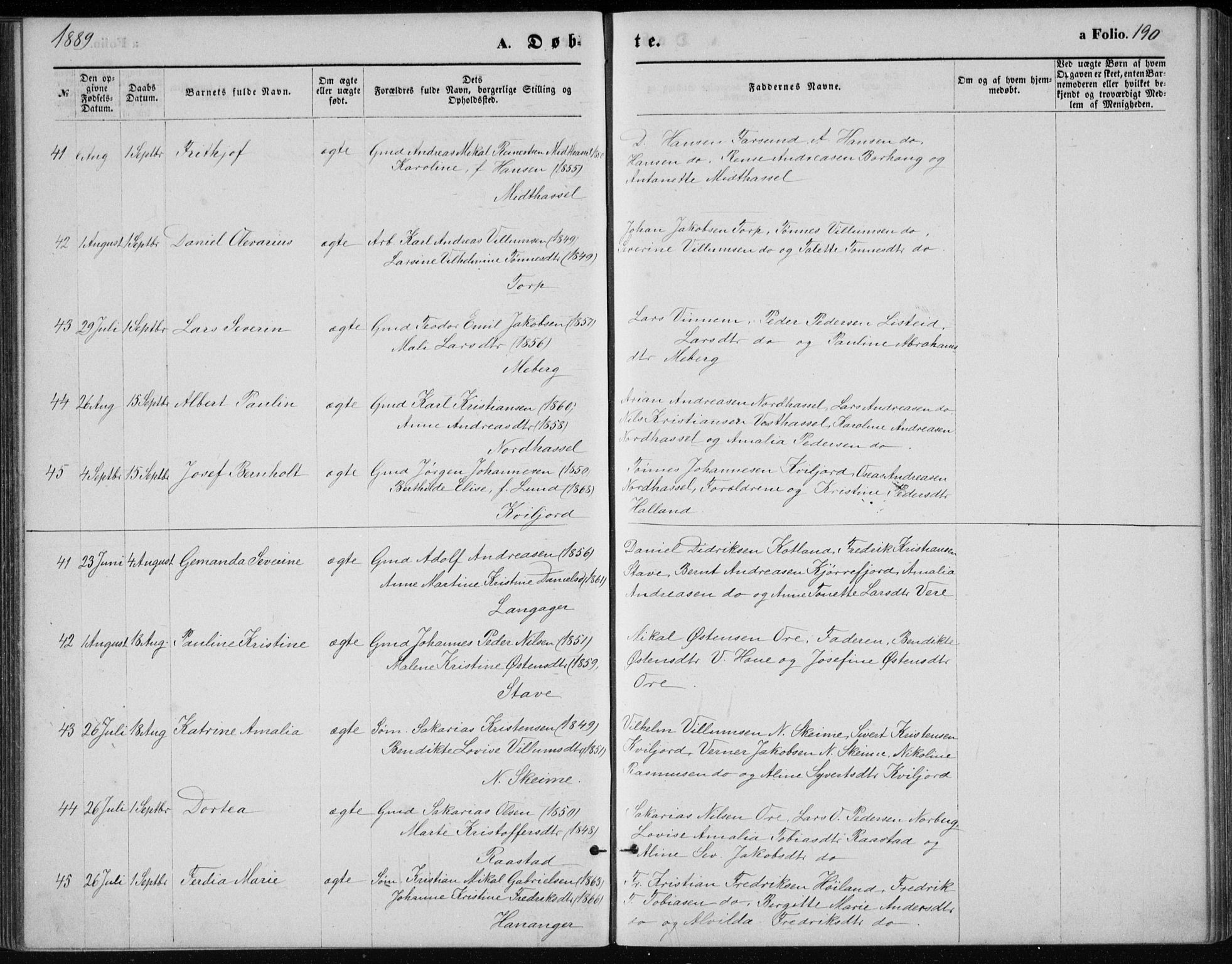 Lista sokneprestkontor, AV/SAK-1111-0027/F/Fb/L0004: Klokkerbok nr. B 4, 1877-1891, s. 190