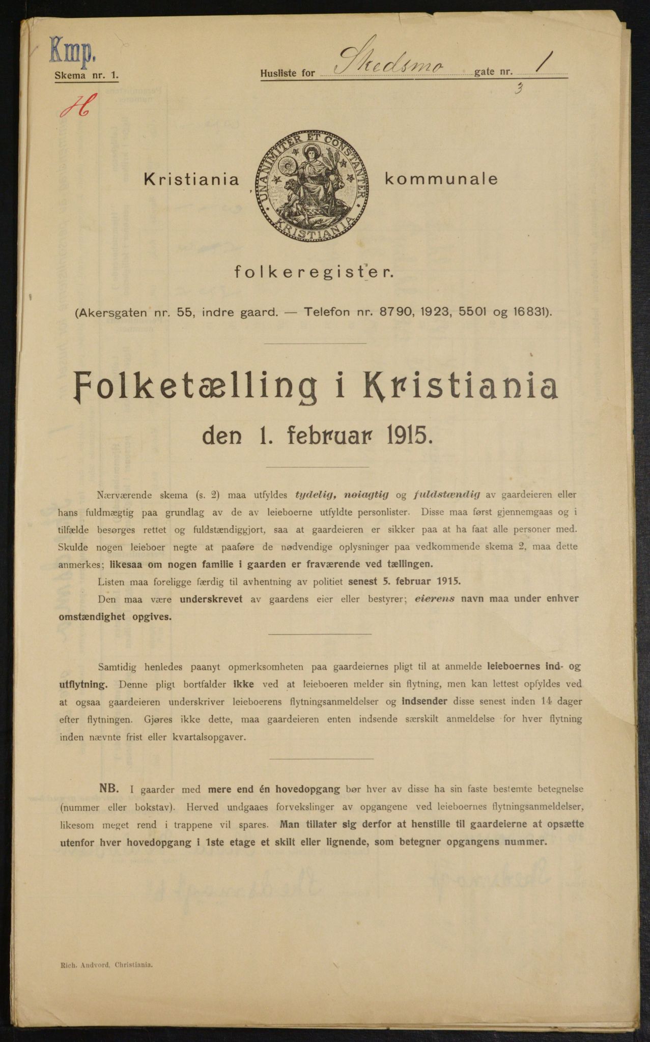 OBA, Kommunal folketelling 1.2.1915 for Kristiania, 1915, s. 95130