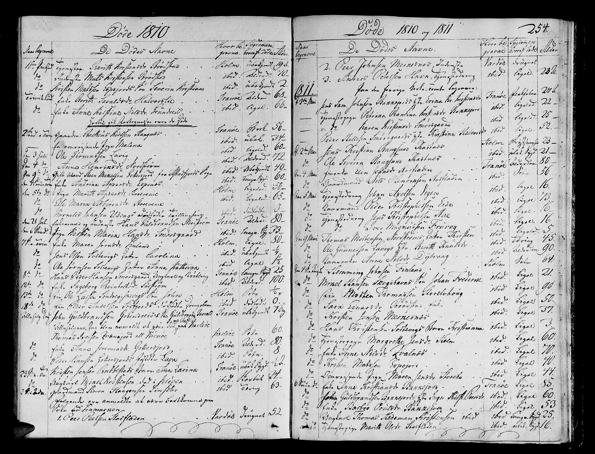 Tranøy sokneprestkontor, AV/SATØ-S-1313/I/Ia/Iaa/L0003kirke: Ministerialbok nr. 3, 1807-1820, s. 254