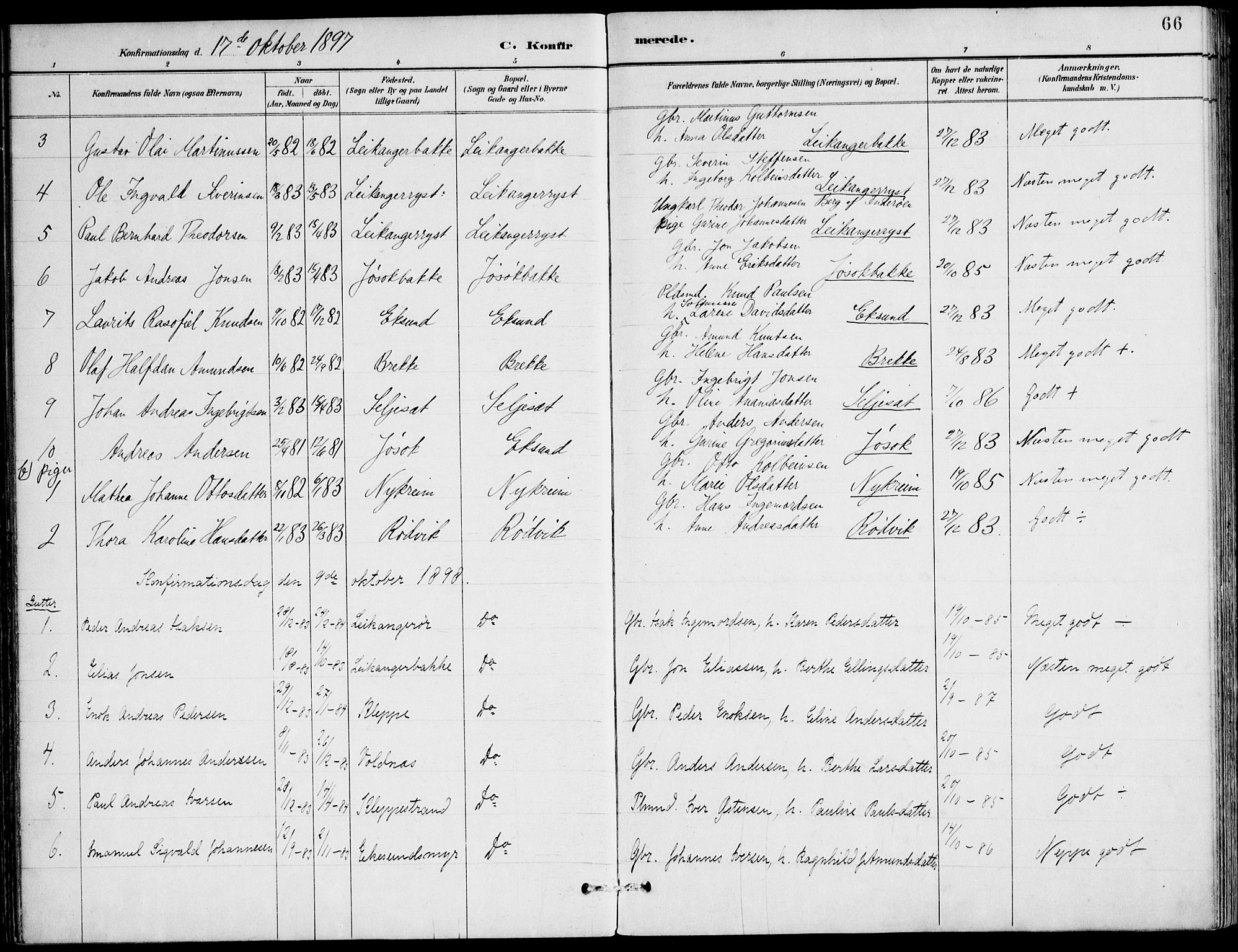 Ministerialprotokoller, klokkerbøker og fødselsregistre - Møre og Romsdal, SAT/A-1454/508/L0095: Ministerialbok nr. 508A02, 1887-1920, s. 66