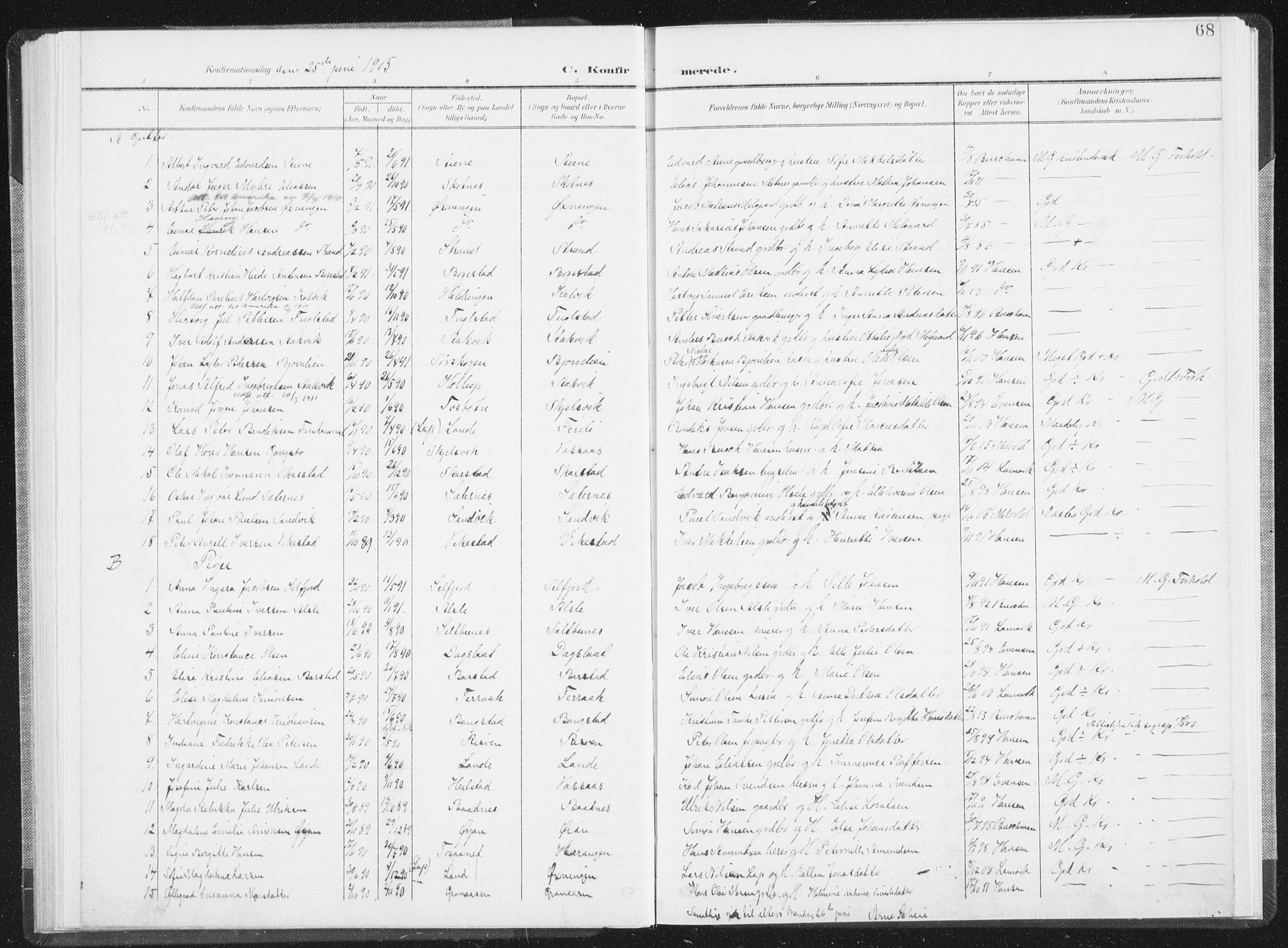 Ministerialprotokoller, klokkerbøker og fødselsregistre - Nordland, SAT/A-1459/810/L0153: Ministerialbok nr. 810A12, 1899-1914, s. 68