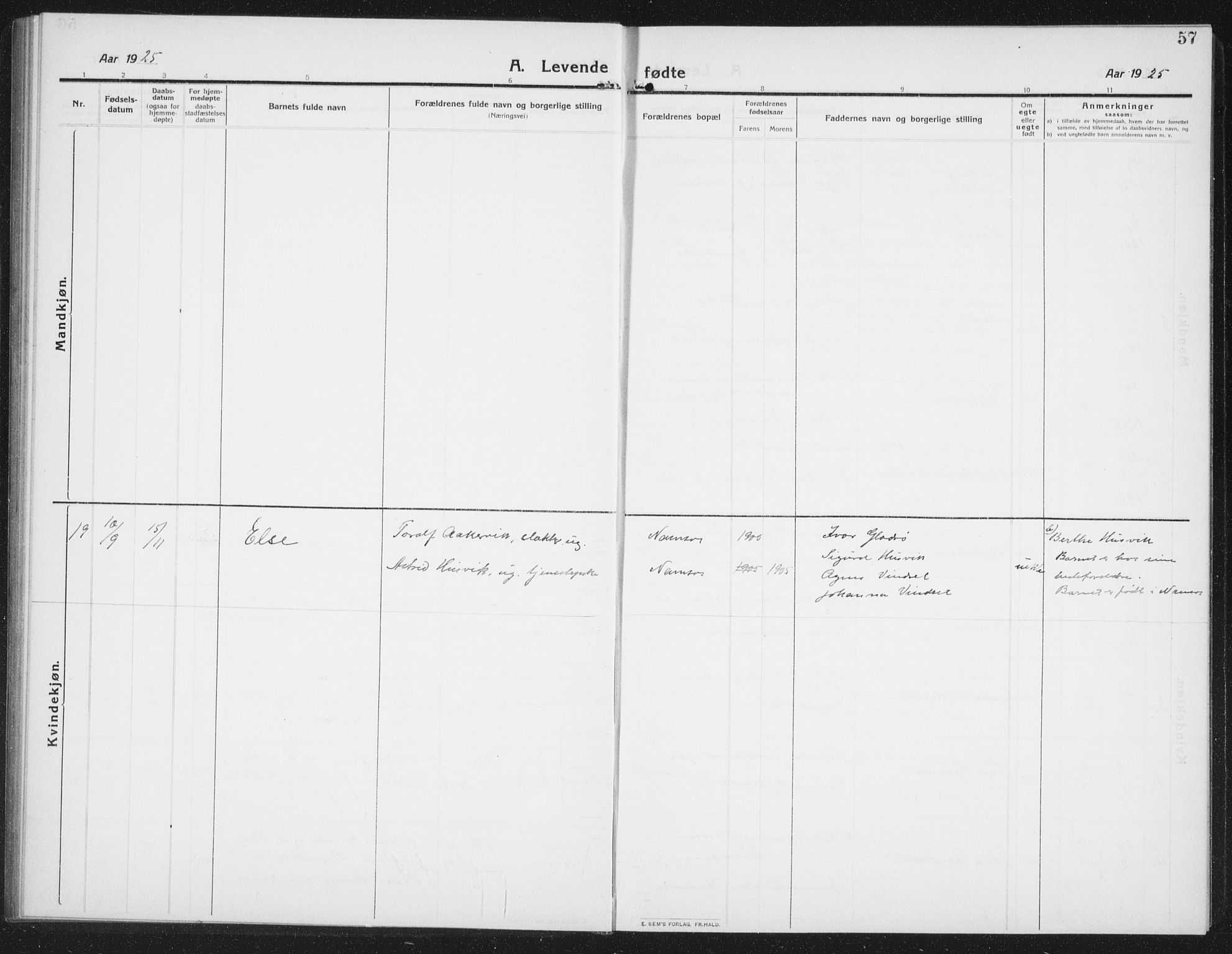 Ministerialprotokoller, klokkerbøker og fødselsregistre - Nord-Trøndelag, SAT/A-1458/774/L0630: Klokkerbok nr. 774C01, 1910-1934, s. 57