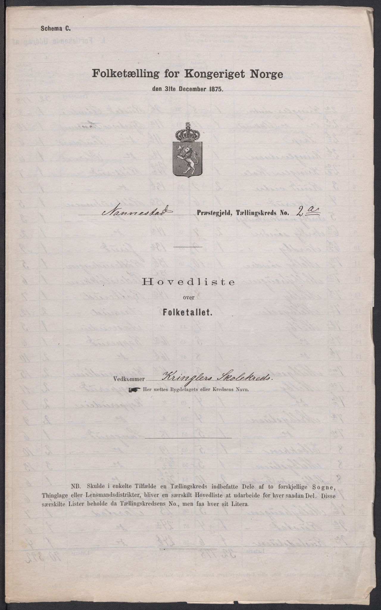 RA, Folketelling 1875 for 0238P Nannestad prestegjeld, 1875, s. 7