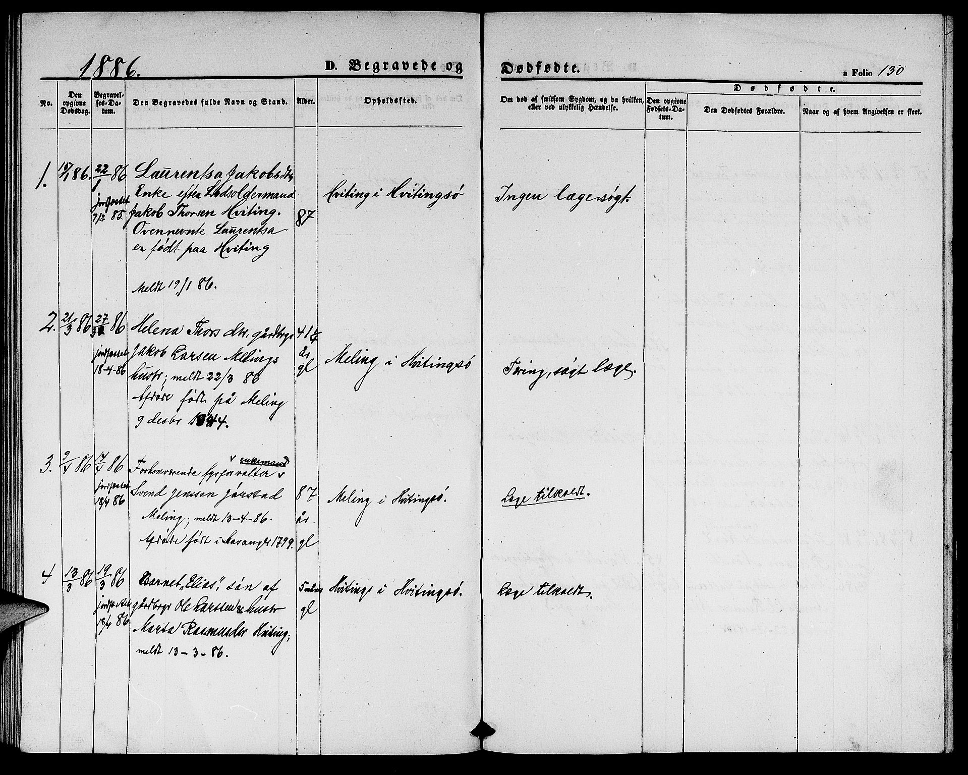 Rennesøy sokneprestkontor, AV/SAST-A -101827/H/Ha/Hab/L0003: Klokkerbok nr. B 3, 1855-1888, s. 130