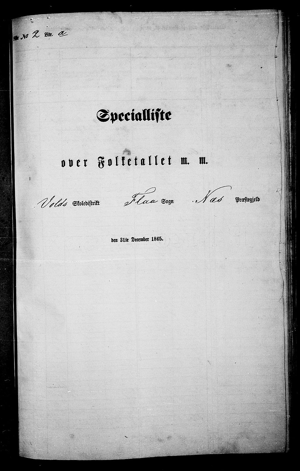 RA, Folketelling 1865 for 0616P Nes prestegjeld, 1865, s. 43