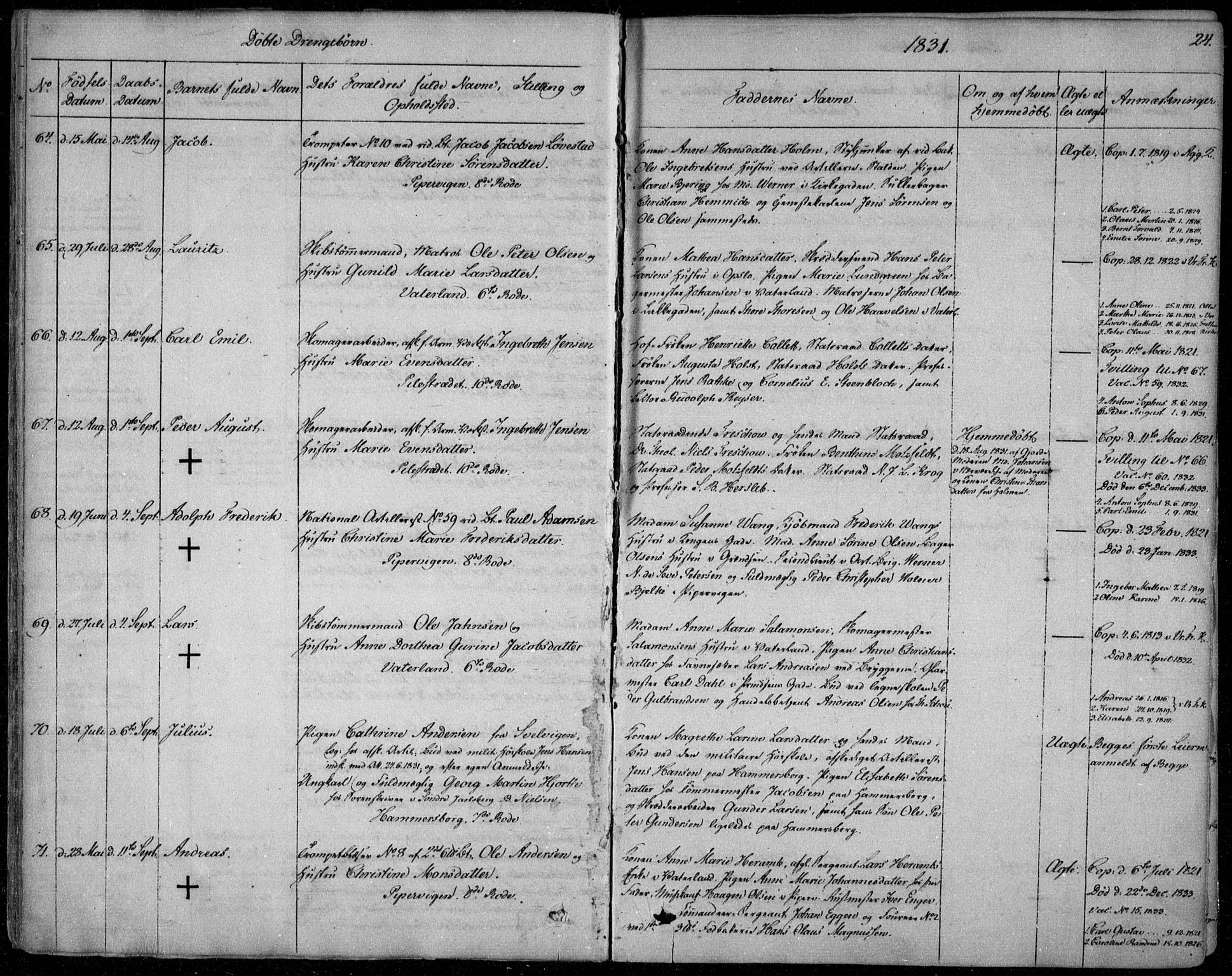 Garnisonsmenigheten Kirkebøker, SAO/A-10846/F/Fa/L0006: Ministerialbok nr. 6, 1828-1841, s. 24