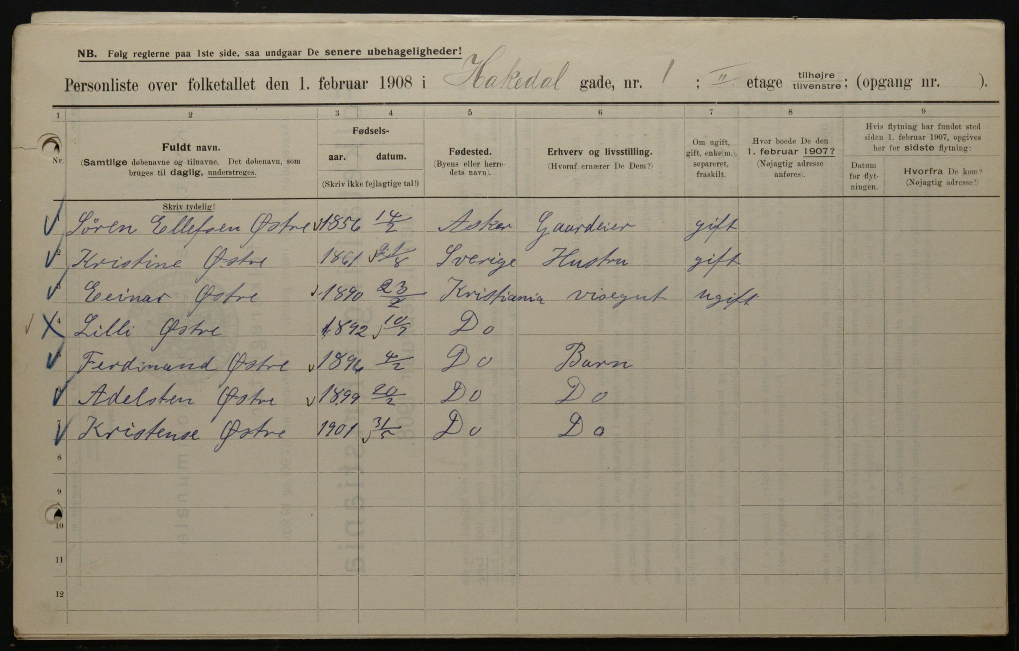 OBA, Kommunal folketelling 1.2.1908 for Kristiania kjøpstad, 1908, s. 30720