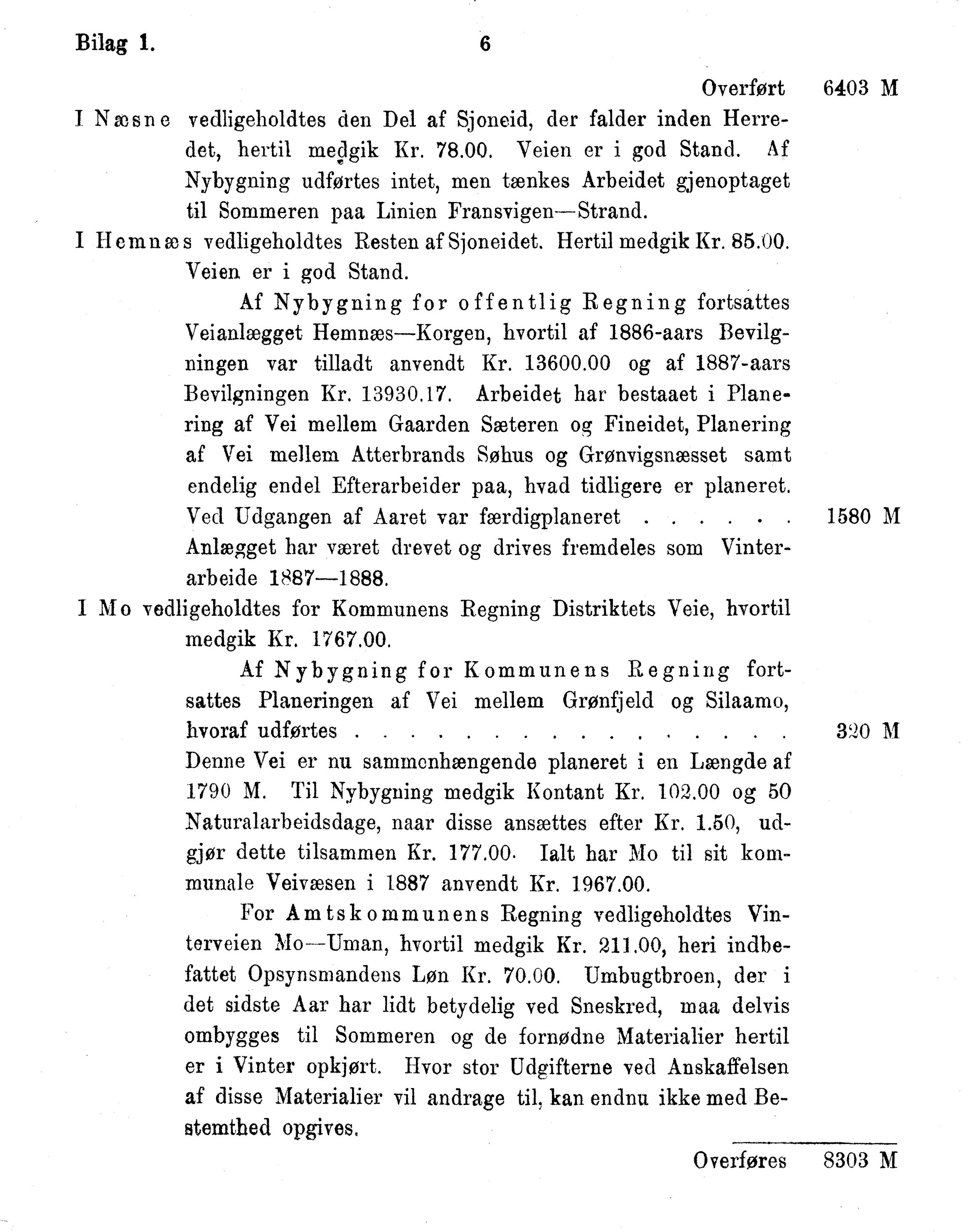 Nordland Fylkeskommune. Fylkestinget, AIN/NFK-17/176/A/Ac/L0015: Fylkestingsforhandlinger 1886-1890, 1886-1890