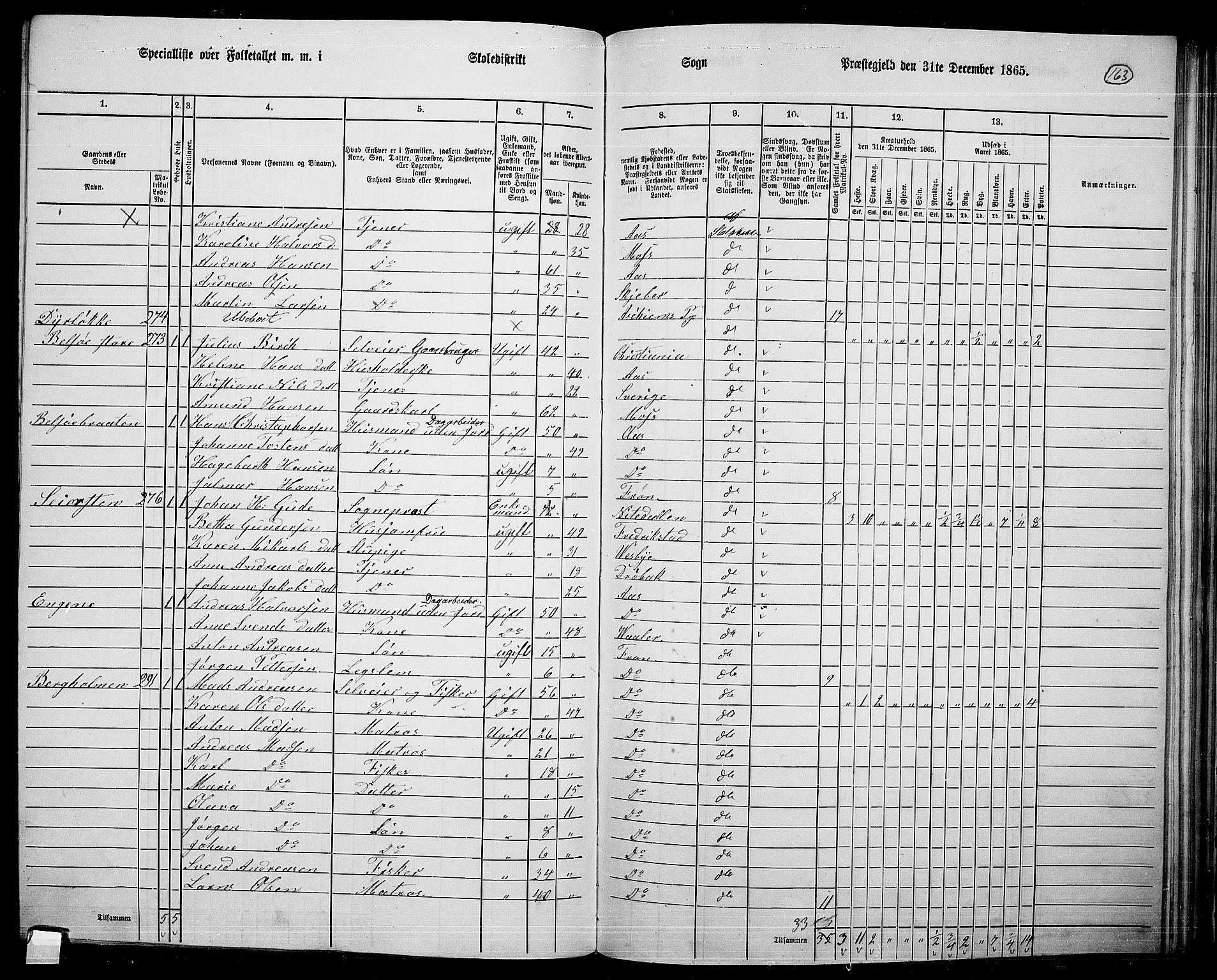 RA, Folketelling 1865 for 0215L Drøbak prestegjeld, Frogn sokn, 1865, s. 22