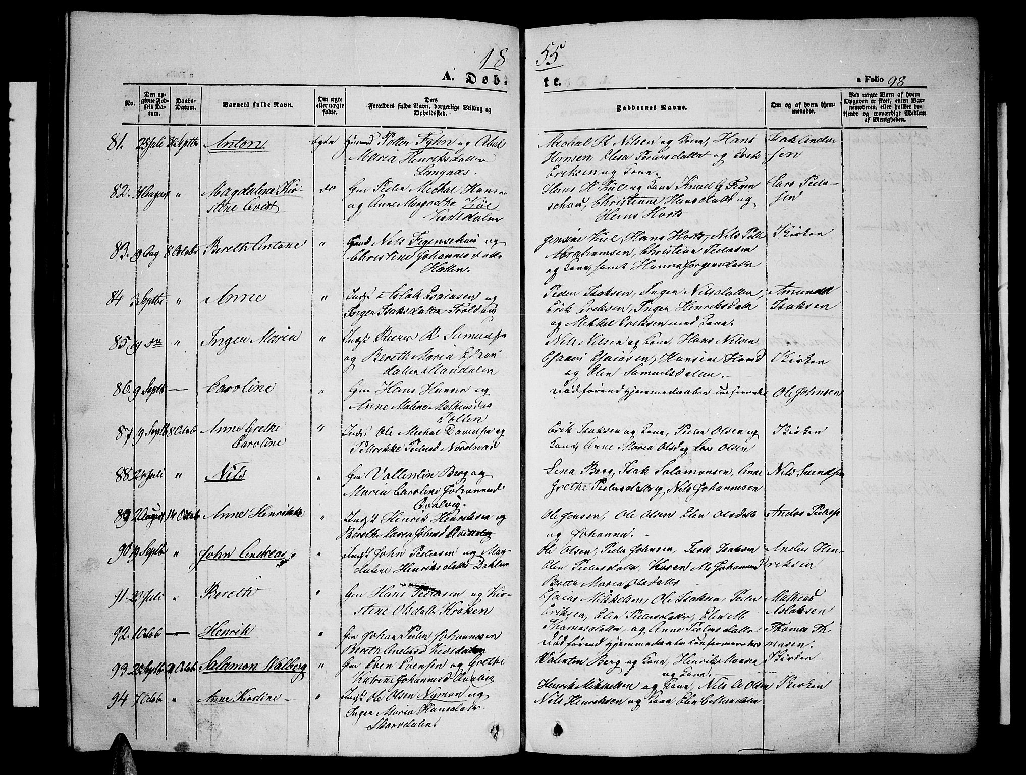 Lyngen sokneprestembete, AV/SATØ-S-1289/H/He/Heb/L0002klokker: Klokkerbok nr. 2, 1839-1860, s. 98