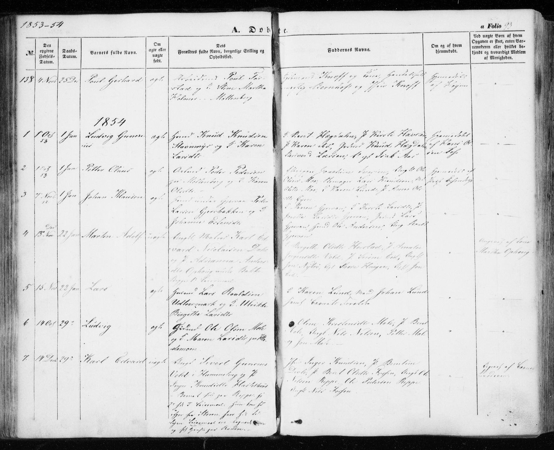 Ministerialprotokoller, klokkerbøker og fødselsregistre - Sør-Trøndelag, SAT/A-1456/606/L0291: Ministerialbok nr. 606A06, 1848-1856, s. 93