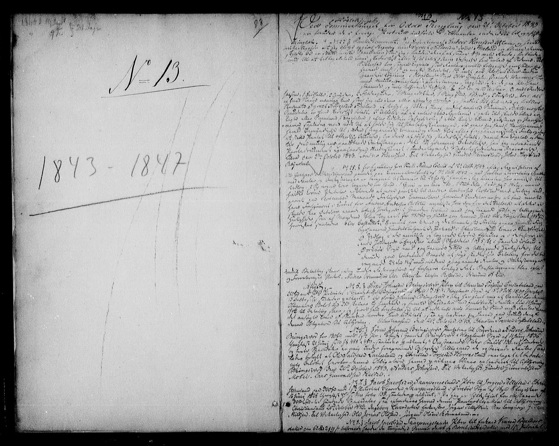 Mandal sorenskriveri, SAK/1221-0005/001/G/Gb/Gba/L0031: Pantebok nr. 13, 1843-1847, s. 1