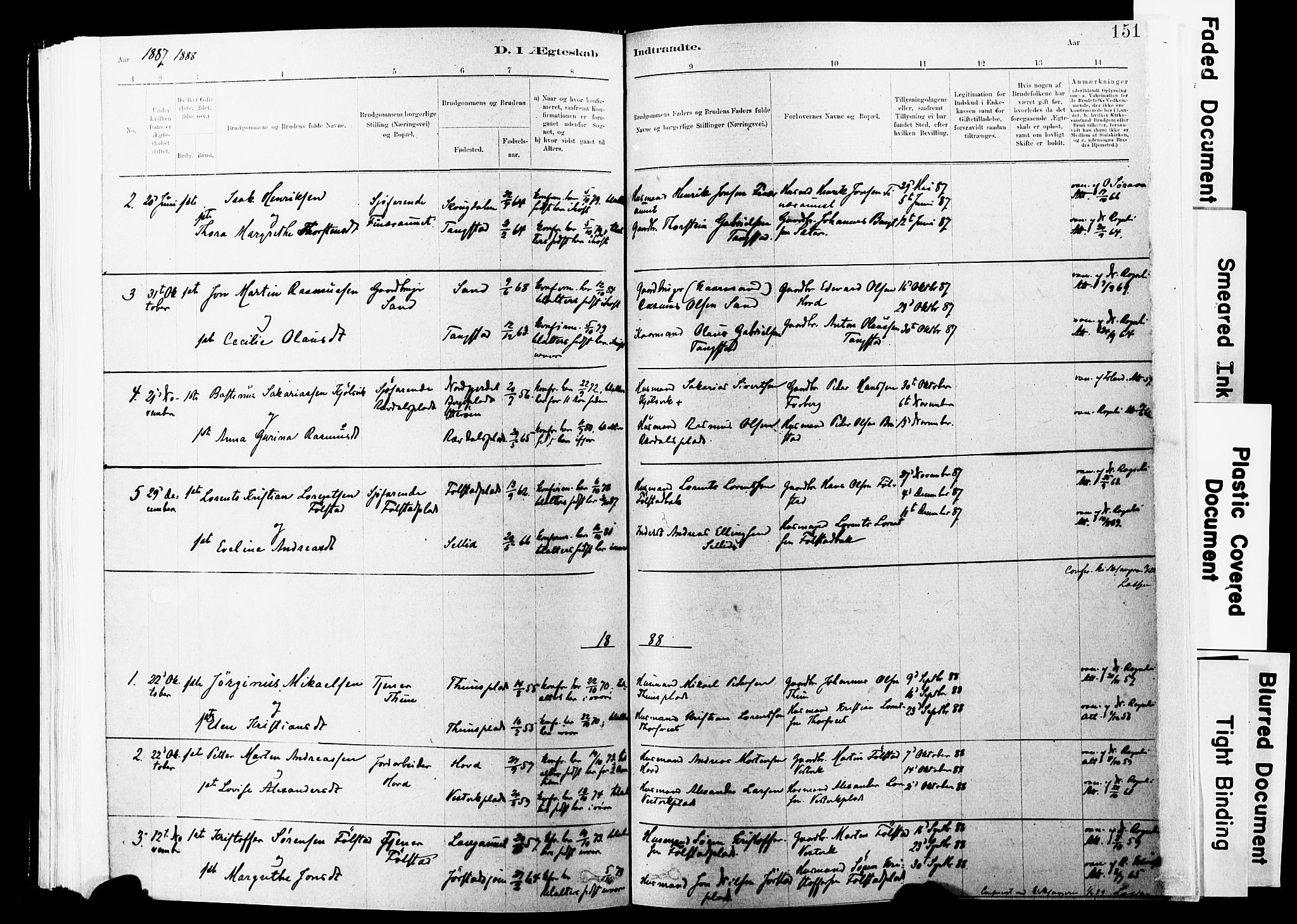 Ministerialprotokoller, klokkerbøker og fødselsregistre - Nord-Trøndelag, SAT/A-1458/744/L0420: Ministerialbok nr. 744A04, 1882-1904, s. 151