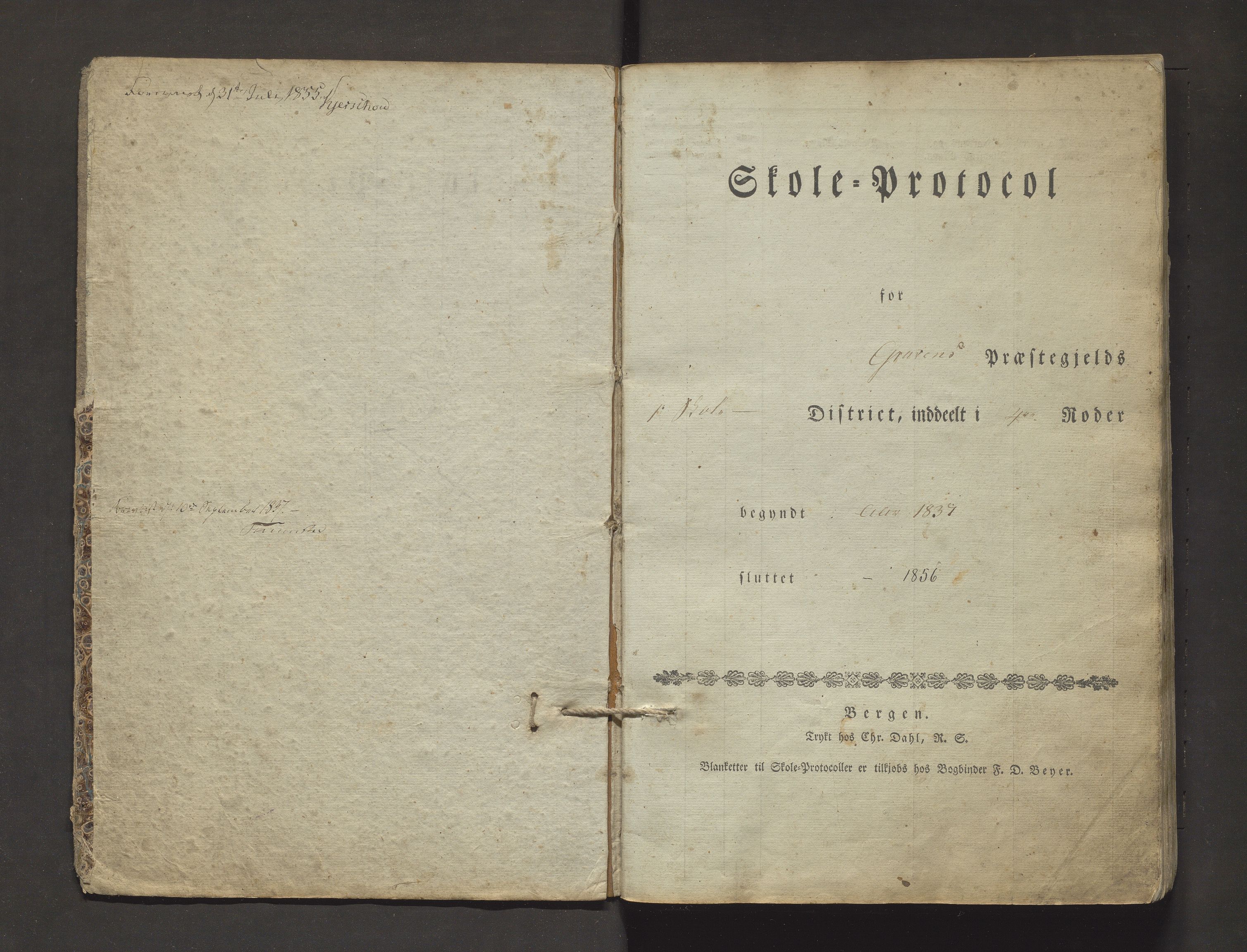 Granvin herad. Barneskulane, IKAH/1234-231/F/Fa/L0002: Skuleprotokoll for 1. skuledistrikt i Gravens prestegjeld, 1839-1856