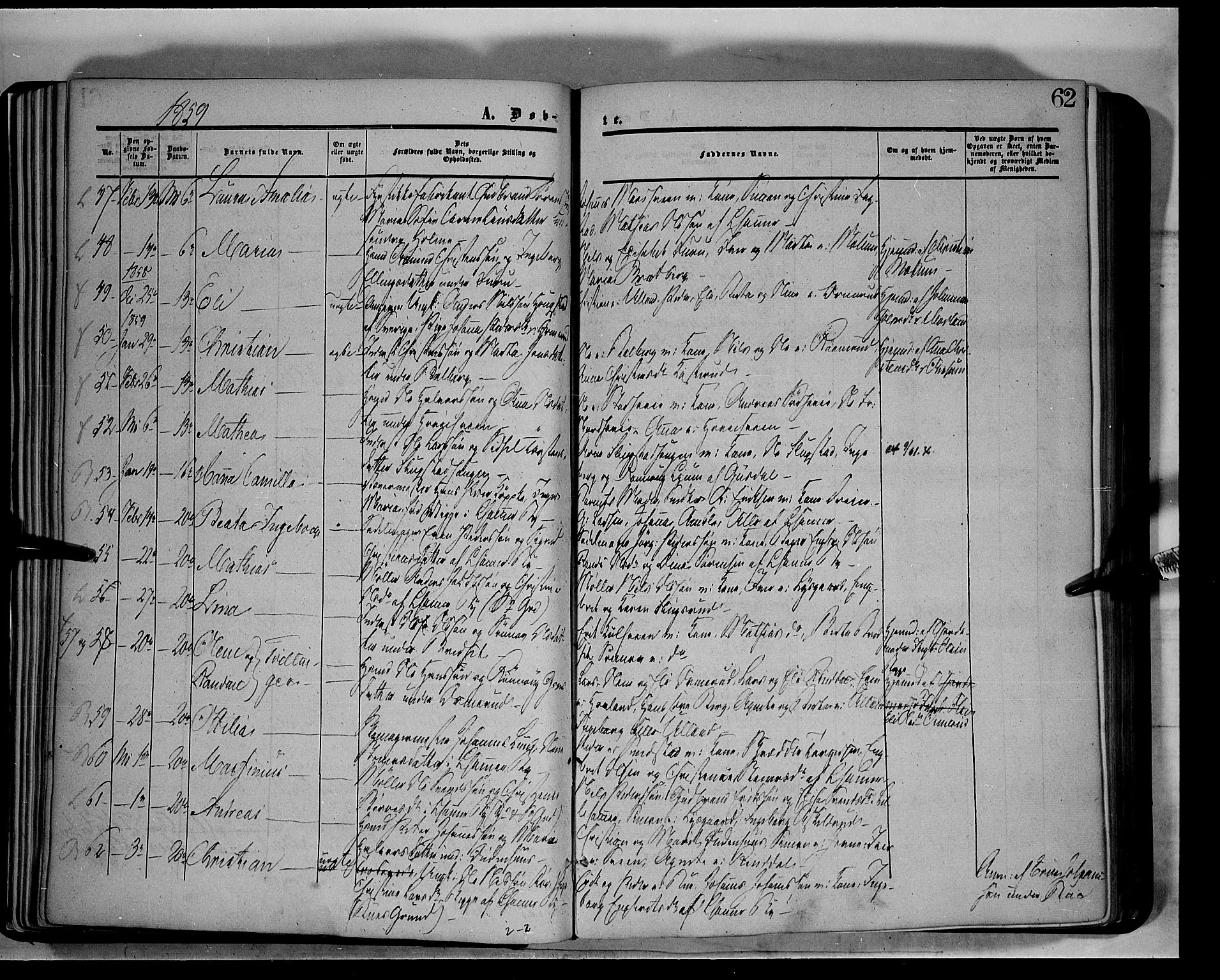 Fåberg prestekontor, AV/SAH-PREST-086/H/Ha/Haa/L0006: Ministerialbok nr. 6A, 1855-1867, s. 62