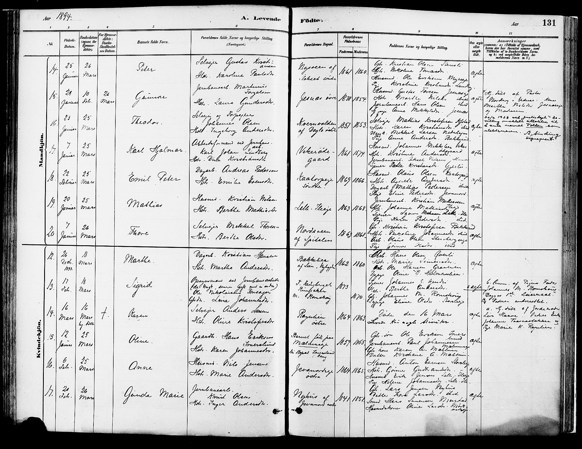 Vang prestekontor, Hedmark, AV/SAH-PREST-008/H/Ha/Haa/L0018A: Ministerialbok nr. 18A, 1880-1906, s. 131