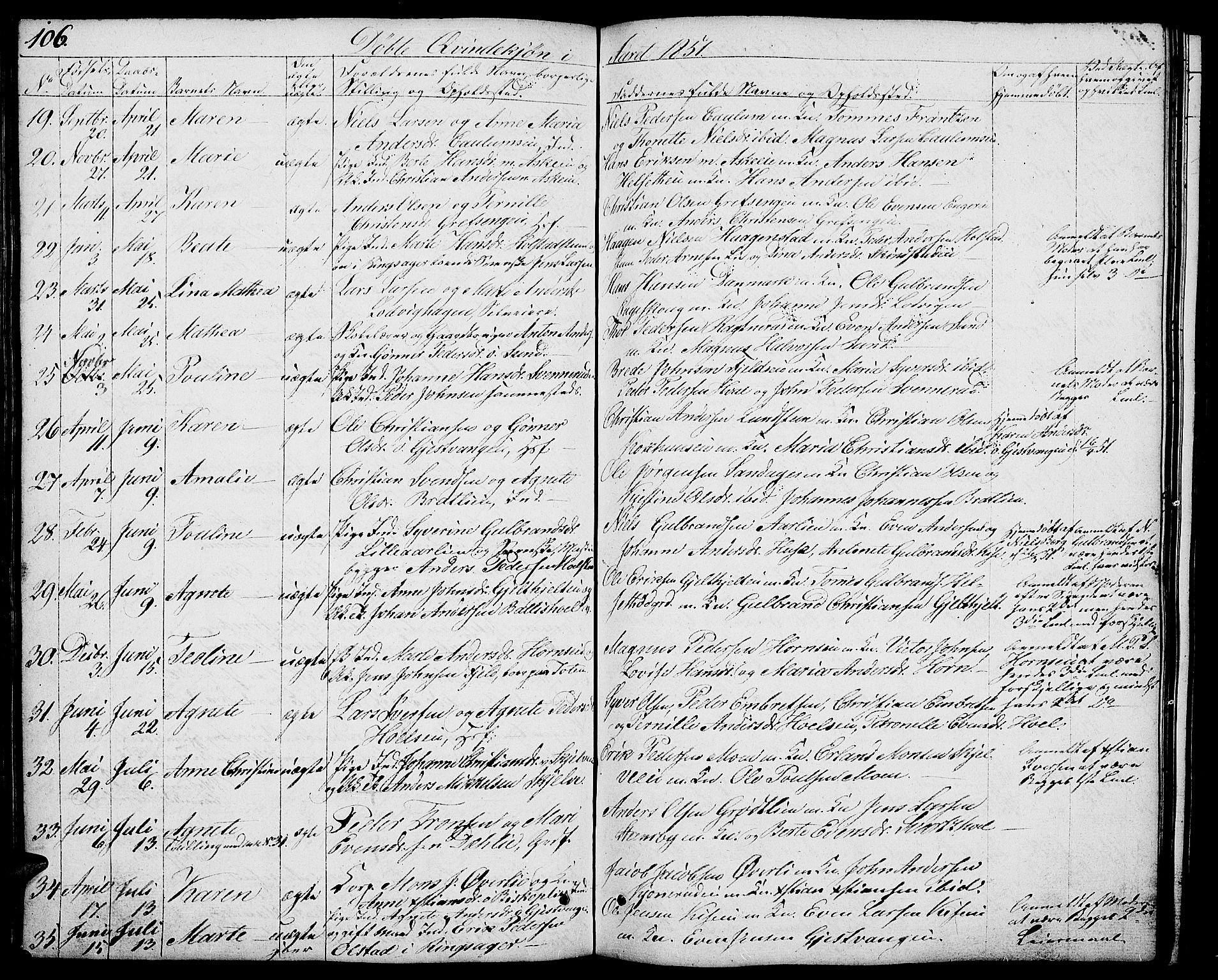 Nes prestekontor, Hedmark, AV/SAH-PREST-020/L/La/L0004: Klokkerbok nr. 4, 1832-1861, s. 106