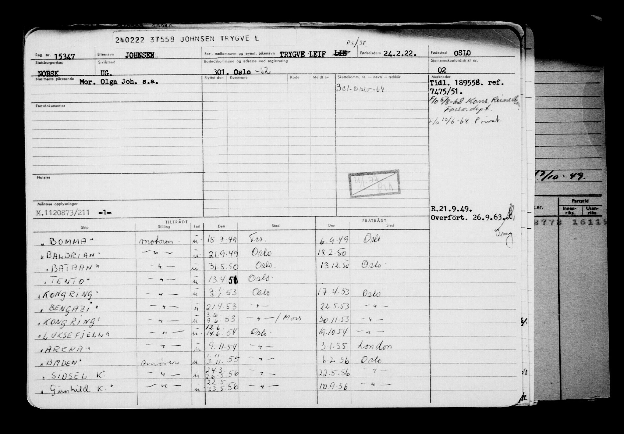 Direktoratet for sjømenn, AV/RA-S-3545/G/Gb/L0203: Hovedkort, 1922, s. 352