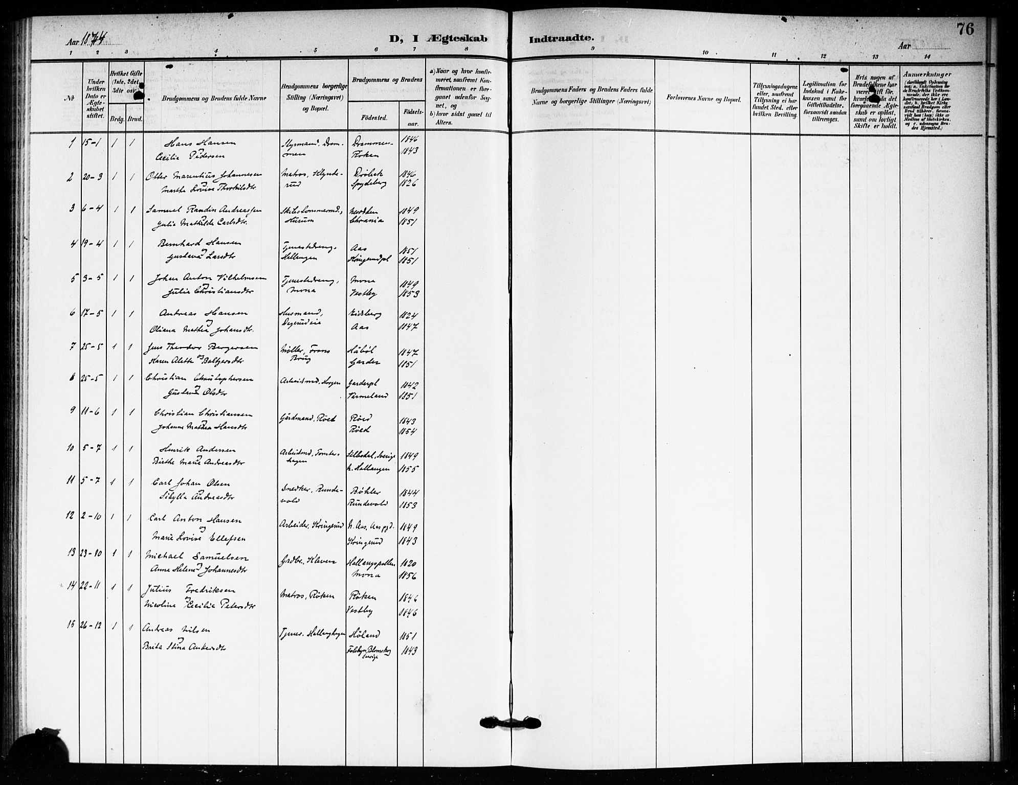 Drøbak prestekontor Kirkebøker, SAO/A-10142a/F/Fc/L0001: Ministerialbok nr. III 1, 1871-1900, s. 76