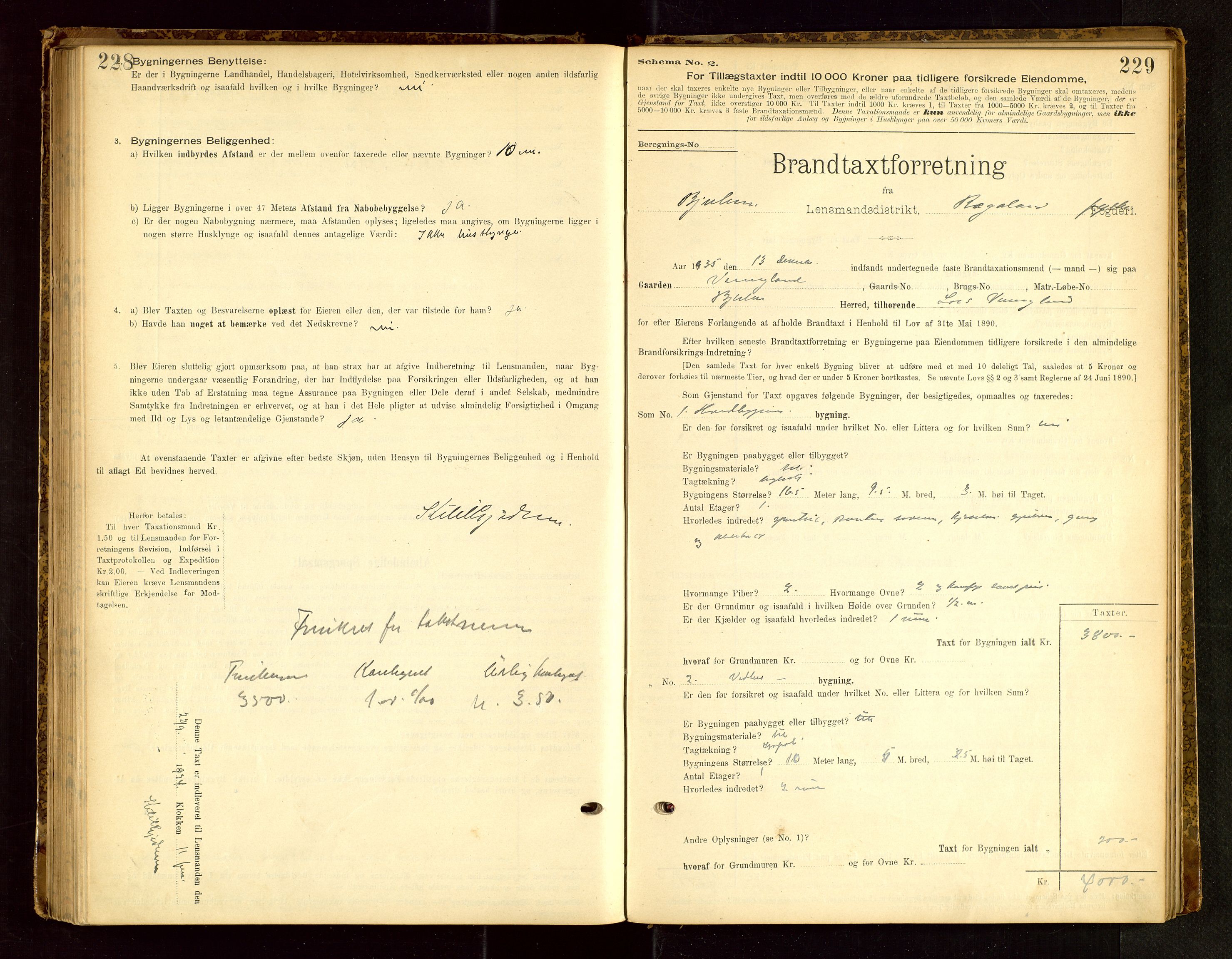 Bjerkreim lensmannskontor, SAST/A-100090/Gob/L0001: "Brandtaxationsprotokol", 1895-1950, s. 228-229