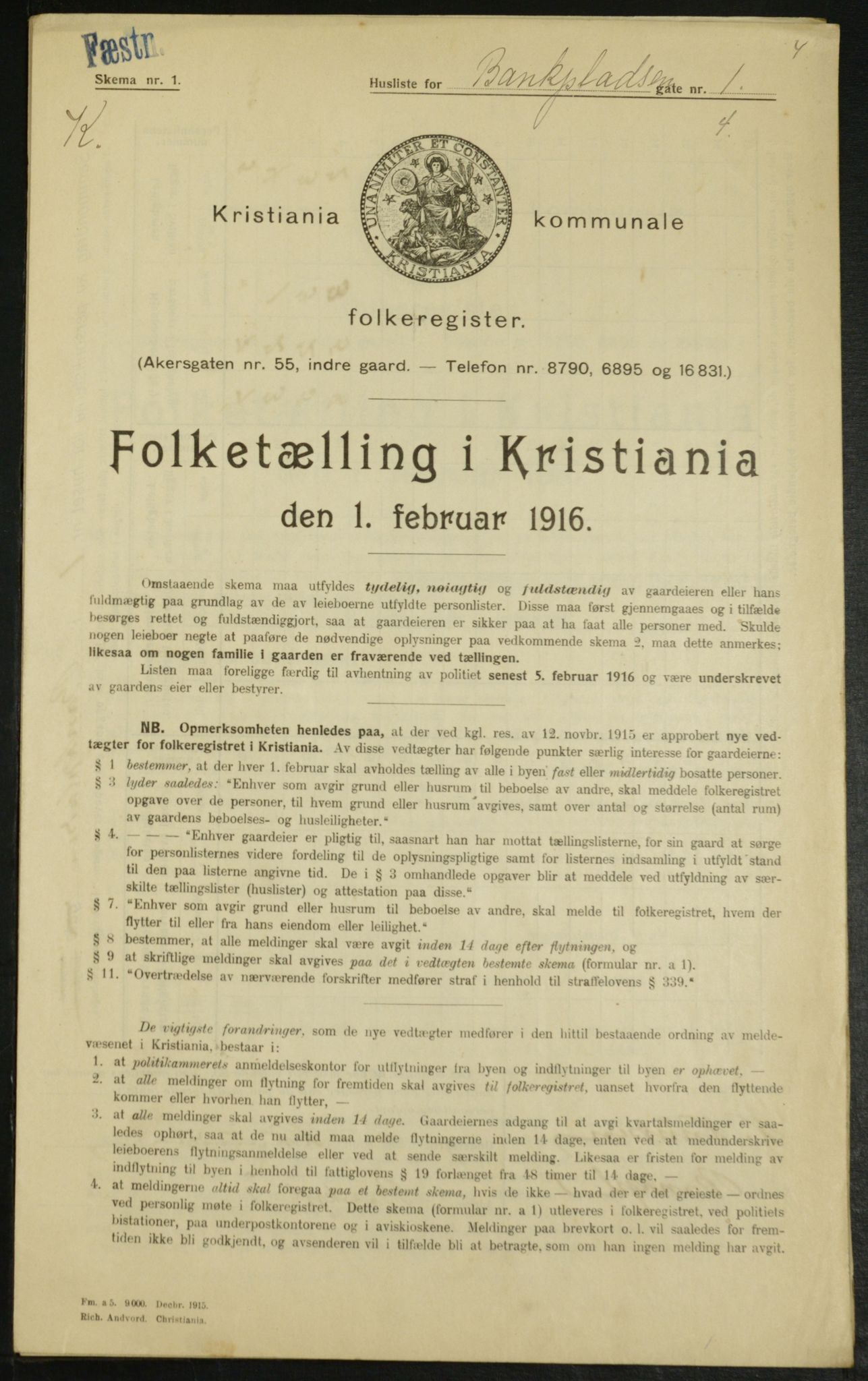 OBA, Kommunal folketelling 1.2.1916 for Kristiania, 1916, s. 3406