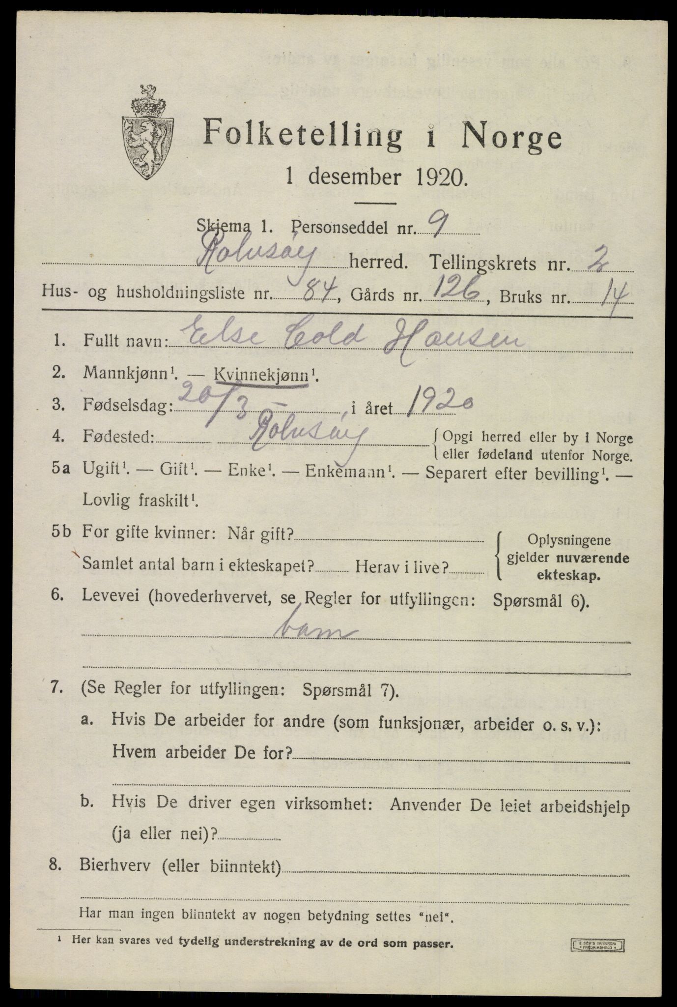 SAO, Folketelling 1920 for 0131 Rolvsøy herred, 1920, s. 2821