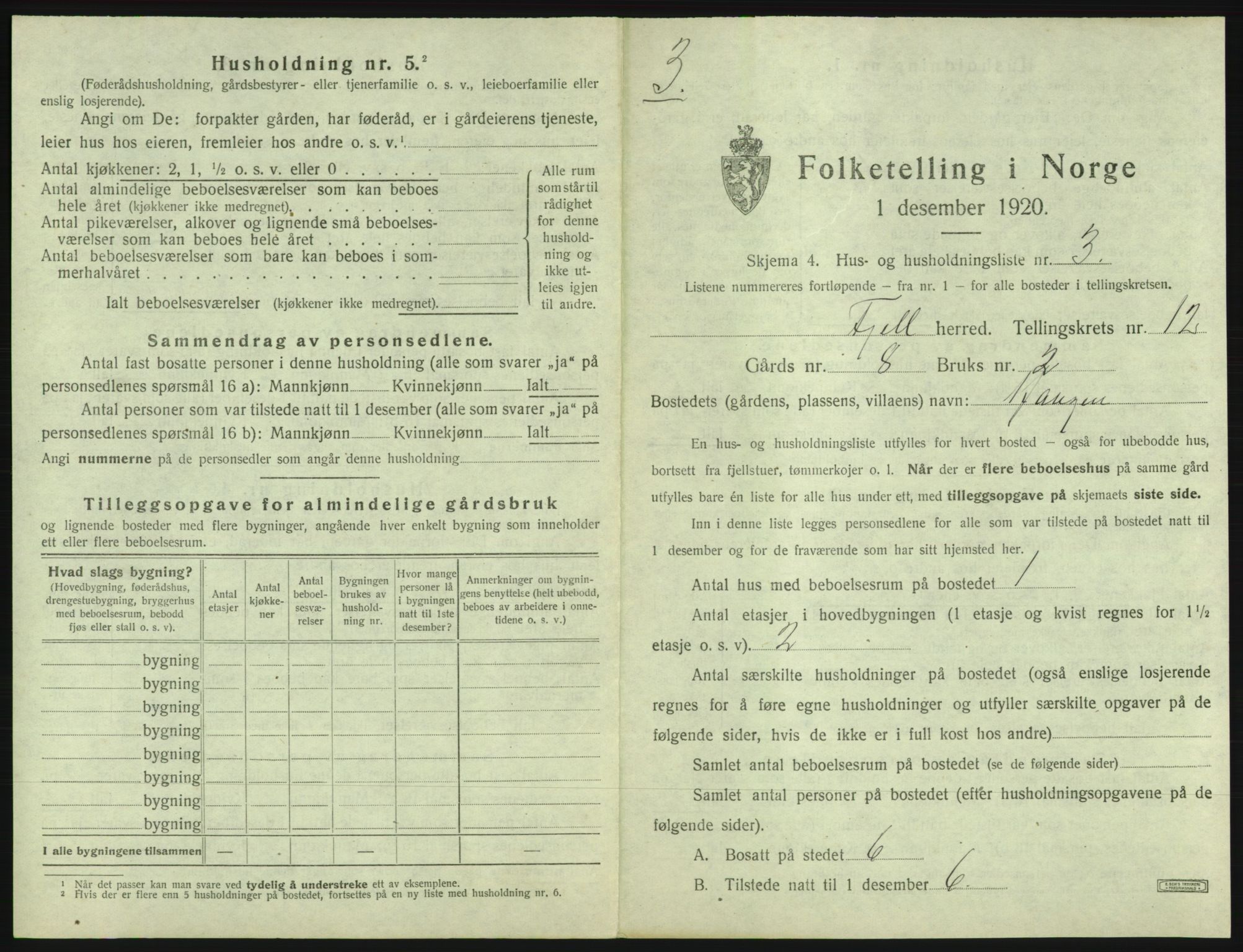 SAB, Folketelling 1920 for 1246 Fjell herred, 1920, s. 1334