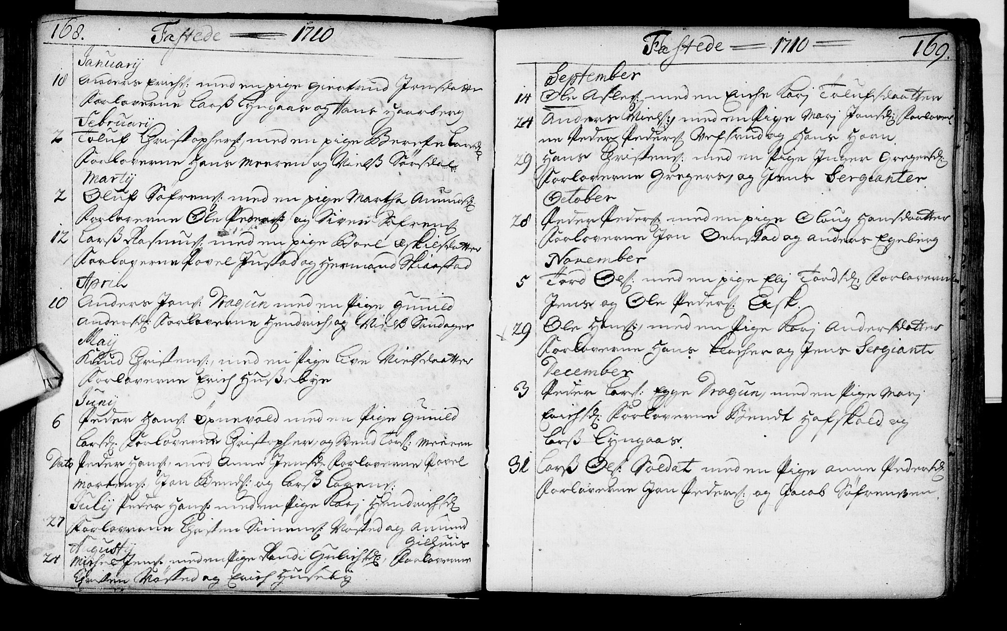 Lier kirkebøker, AV/SAKO-A-230/F/Fa/L0002: Ministerialbok nr. I 2, 1701-1726, s. 168-169