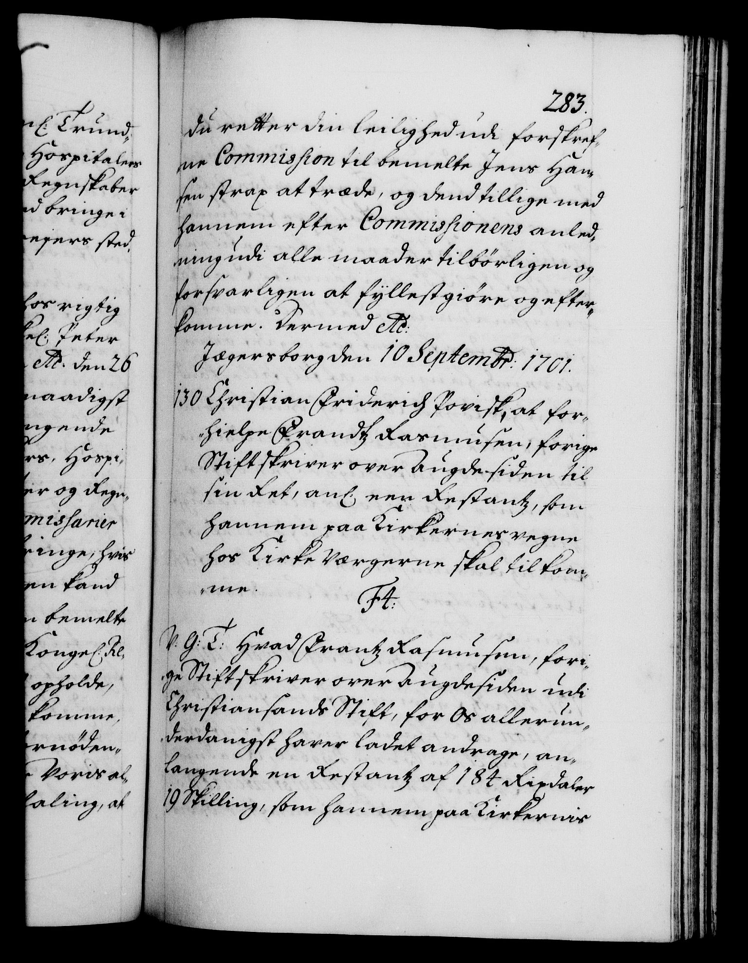 Danske Kanselli 1572-1799, AV/RA-EA-3023/F/Fc/Fca/Fcab/L0016: Norske tegnelser, 1699-1703, s. 283a