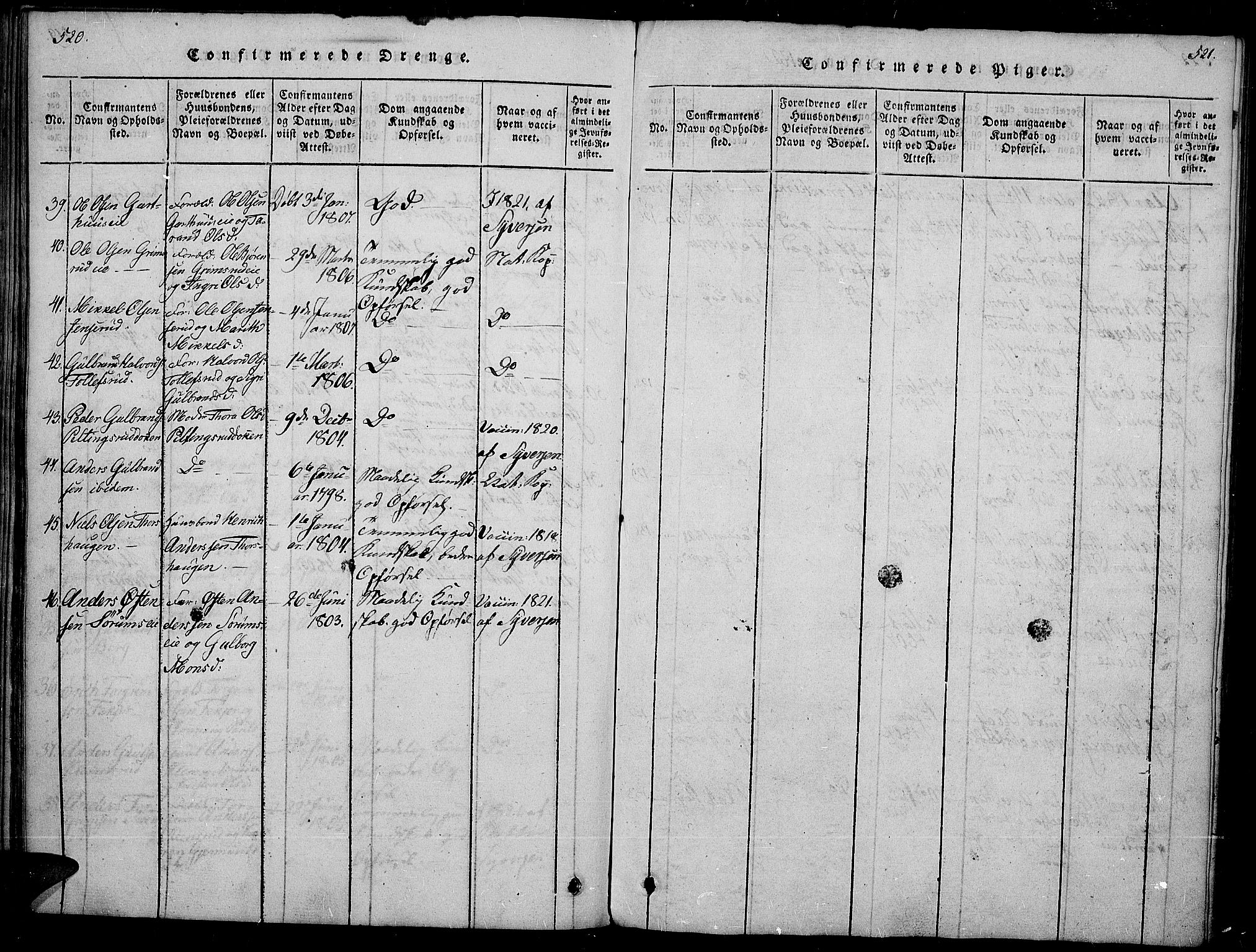 Sør-Aurdal prestekontor, SAH/PREST-128/H/Ha/Haa/L0002: Ministerialbok nr. 2, 1815-1840, s. 520-521