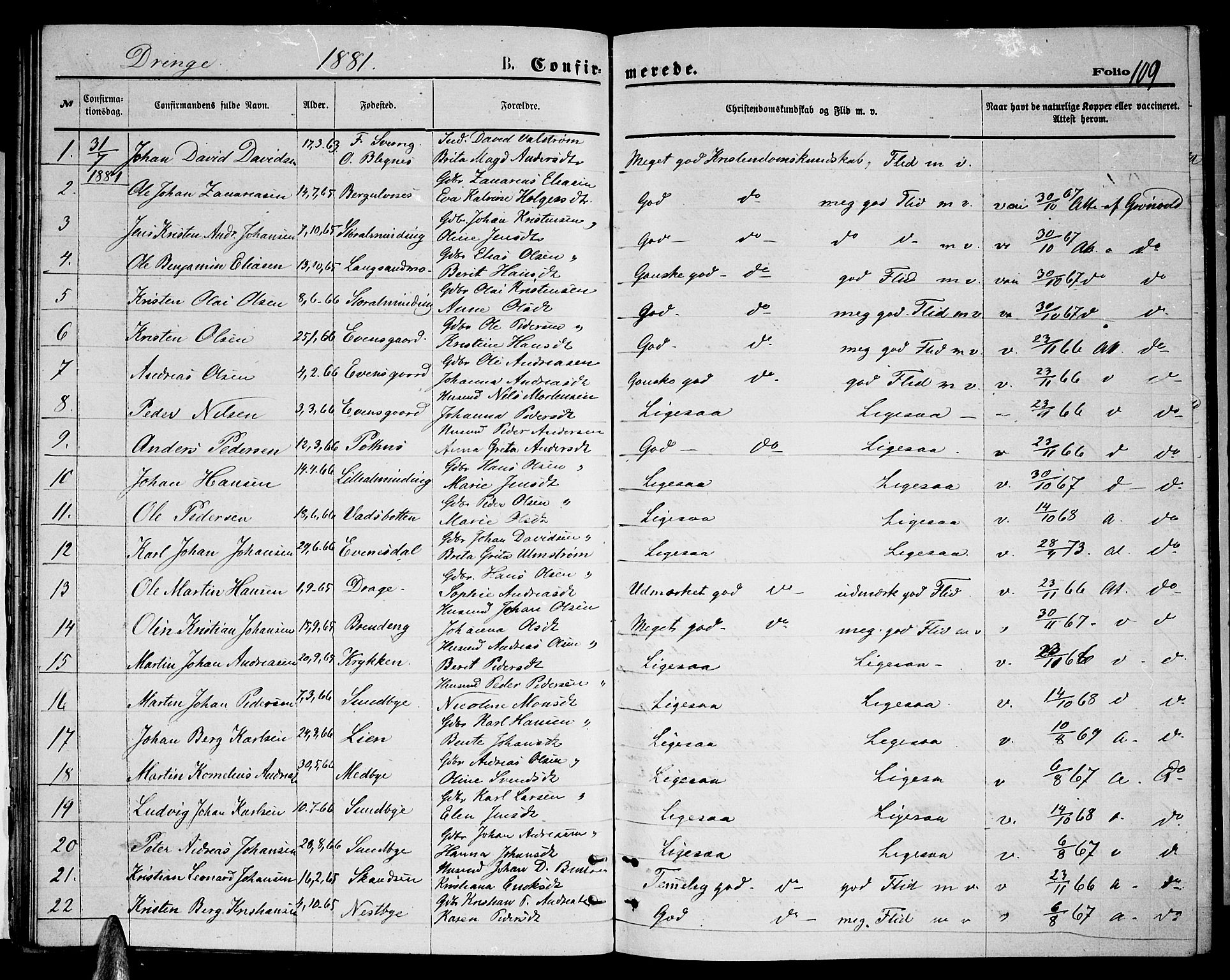 Ministerialprotokoller, klokkerbøker og fødselsregistre - Nordland, AV/SAT-A-1459/847/L0679: Klokkerbok nr. 847C07, 1870-1888, s. 109