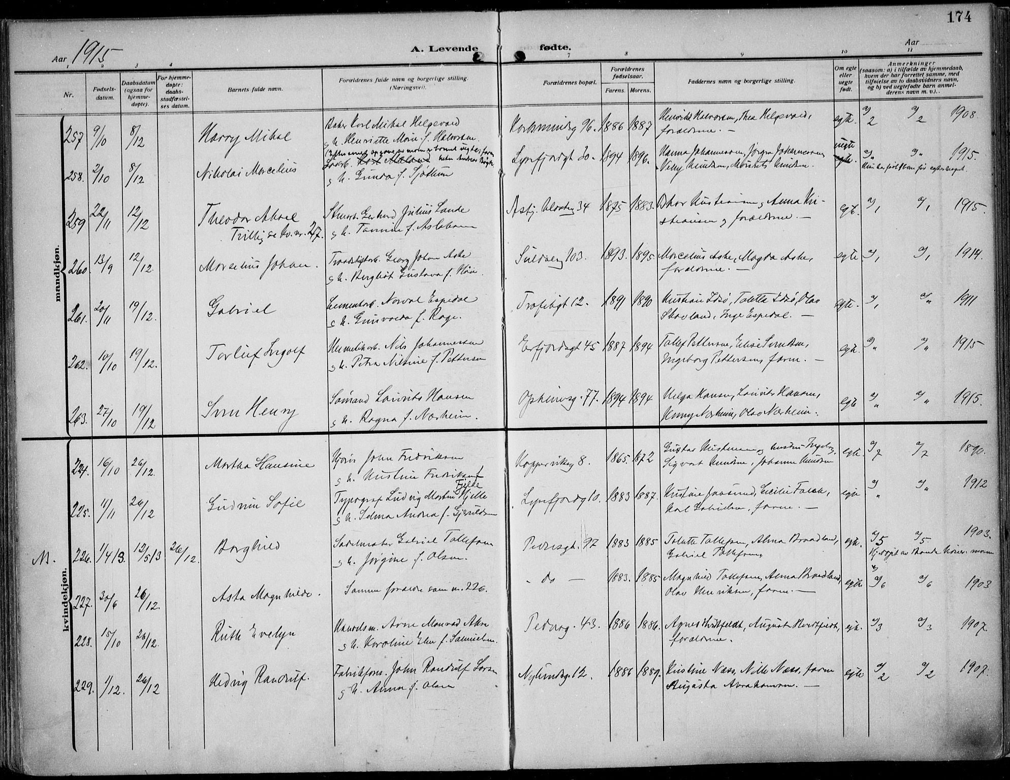 St. Johannes sokneprestkontor, AV/SAST-A-101814/002/B/L0002: Ministerialbok nr. A 9, 1911-1921, s. 174
