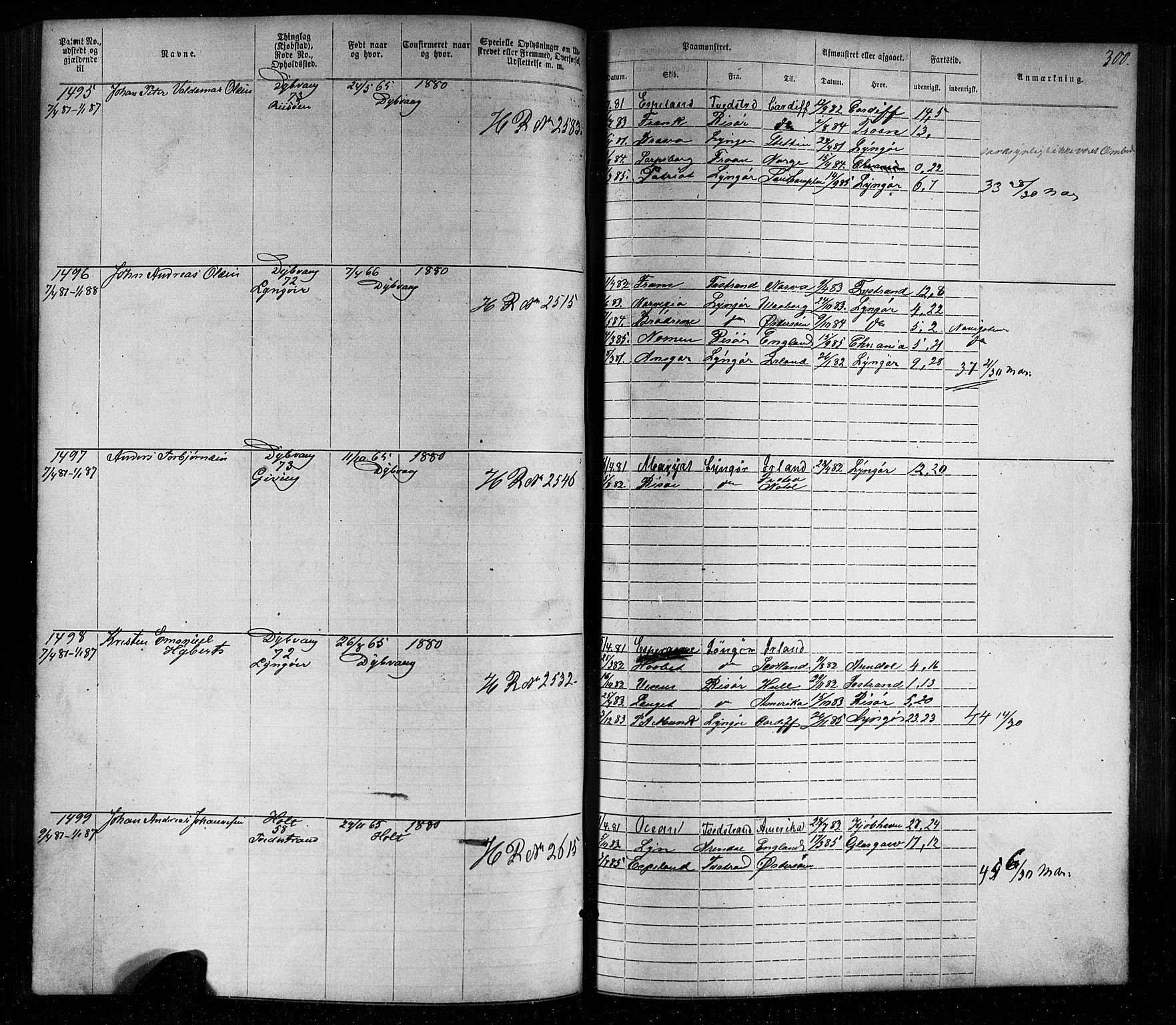 Tvedestrand mønstringskrets, SAK/2031-0011/F/Fa/L0003: Annotasjonsrulle nr 1-1905 med register, U-25, 1866-1886, s. 324