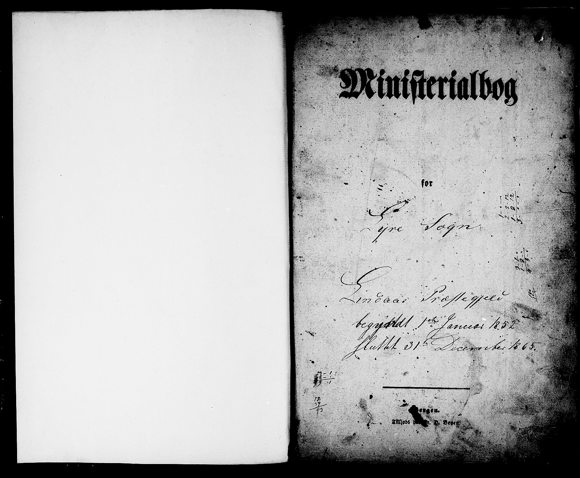 Alversund Sokneprestembete, AV/SAB-A-73901/H/Ha/Hab: Klokkerbok nr. B 1, 1852-1865