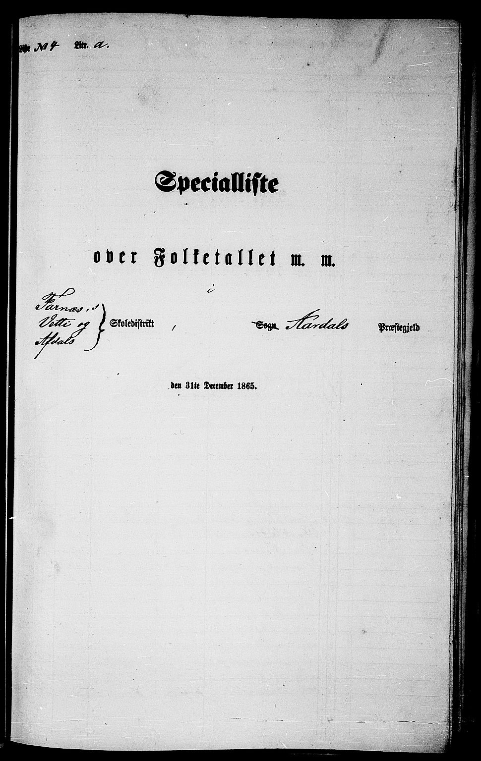 RA, Folketelling 1865 for 1424P Årdal prestegjeld, 1865, s. 68